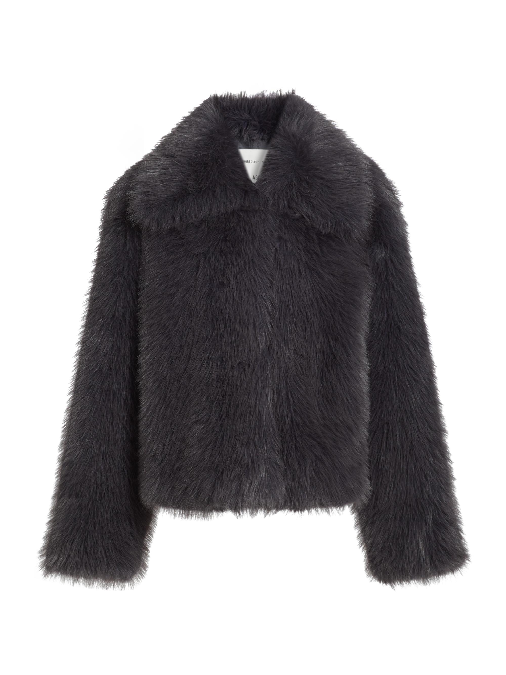Agolde Women's  x Shoreditch Ski Club Maren Faux-Shearling Jacket - Shade Steel Grey Faux Fur