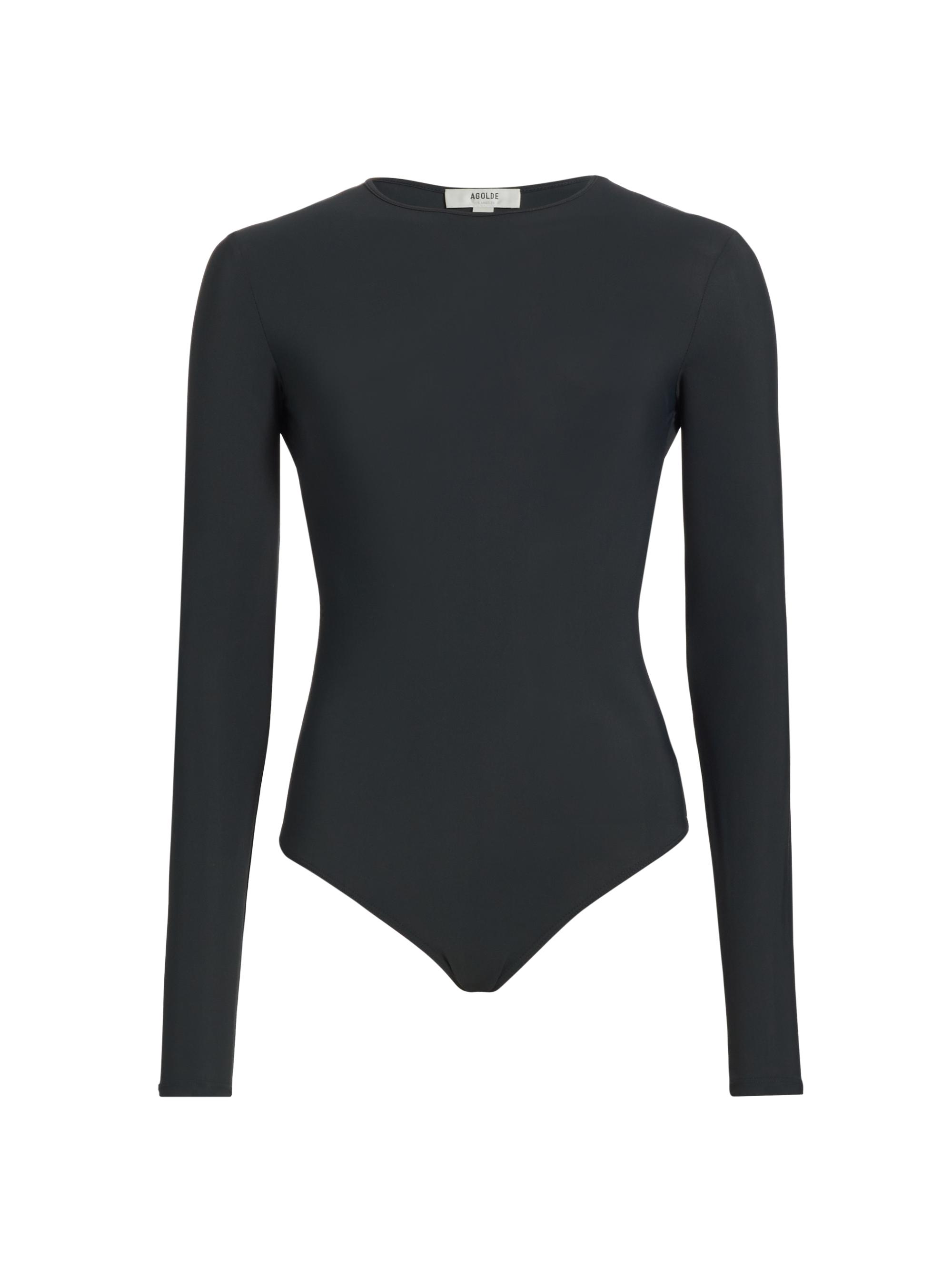 Agolde Women's Aura Long-Sleeve Bodysuit - Granite Dark Grey