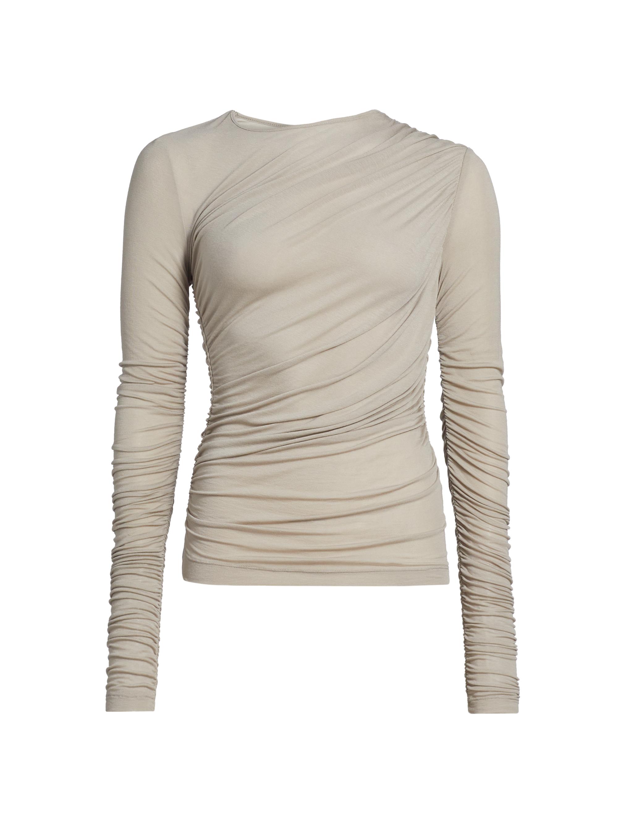 Agolde Women's Tania Ruched Long-Sleeve Shirt - Dolphin Pinkish Grey Taupe