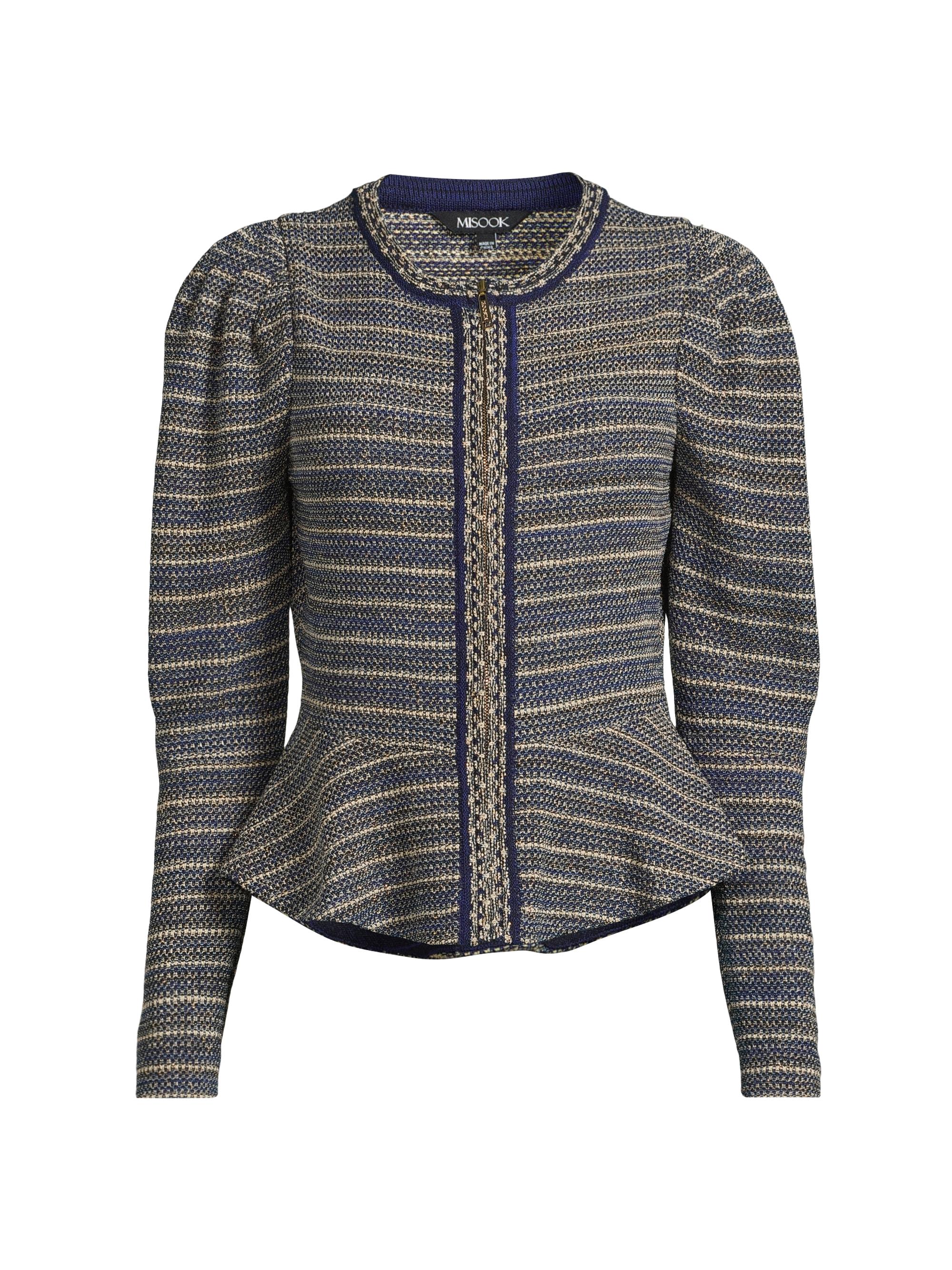 Misook Women's Metallic Tweed Peplum Jacket