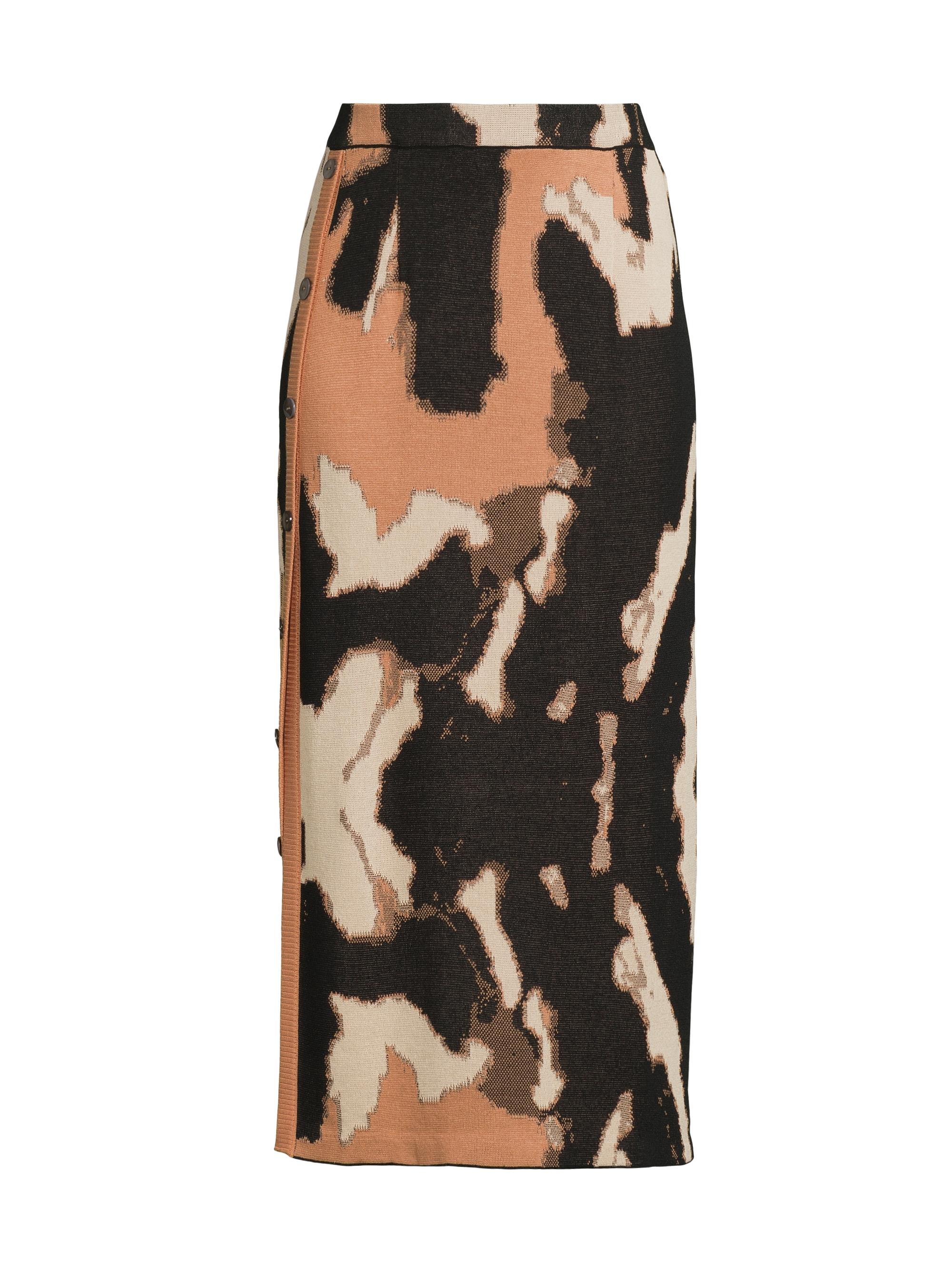 Misook Women's Camouflage Jacquard Midi-Skirt - Goldenwood Parchment