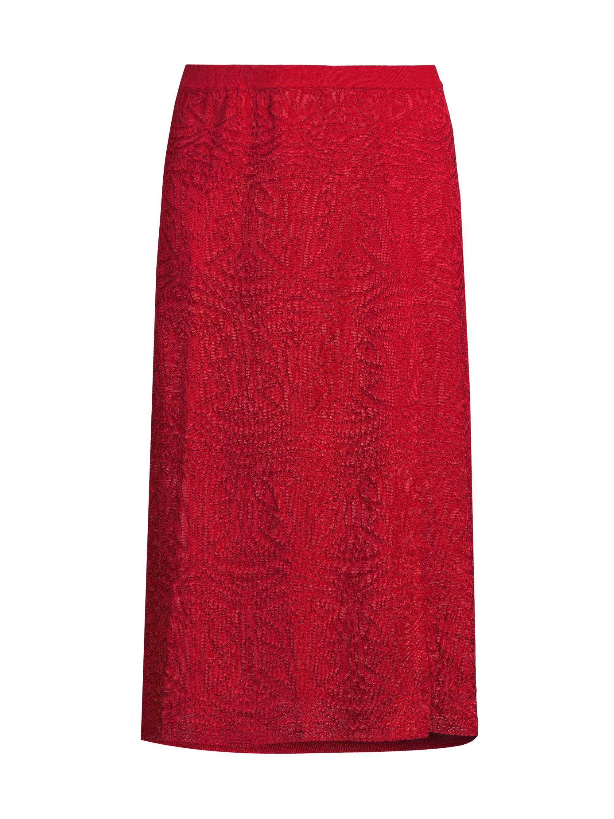 Misook Women's A-Line Tonal Knit Midi-Skirt - Rouge