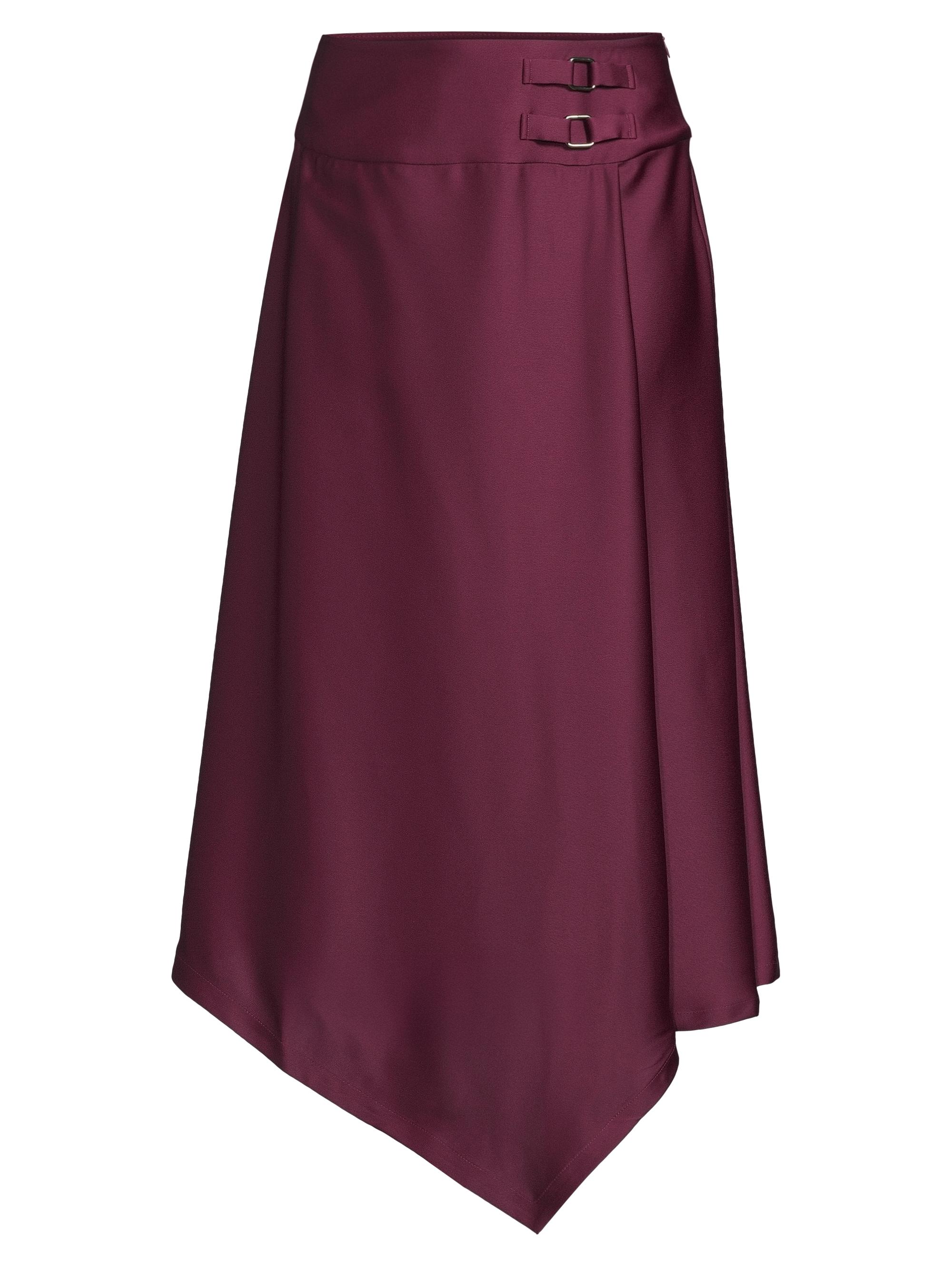 Misook Women's Asymmetric Crepe Maxi Skirt - Sangria