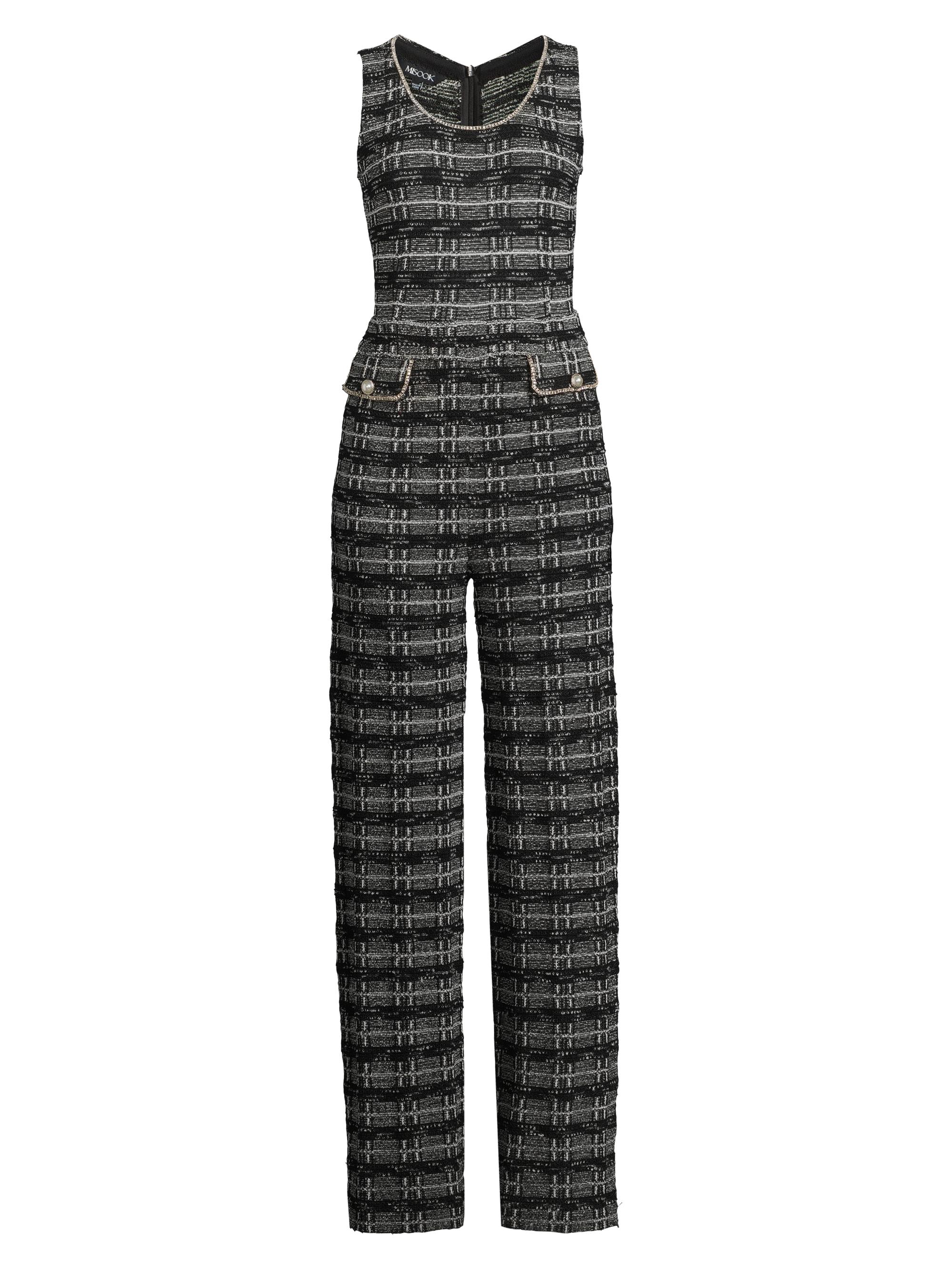 Misook Rhinestone-Embellished Fringed Tweed Jumpsuit | Saks