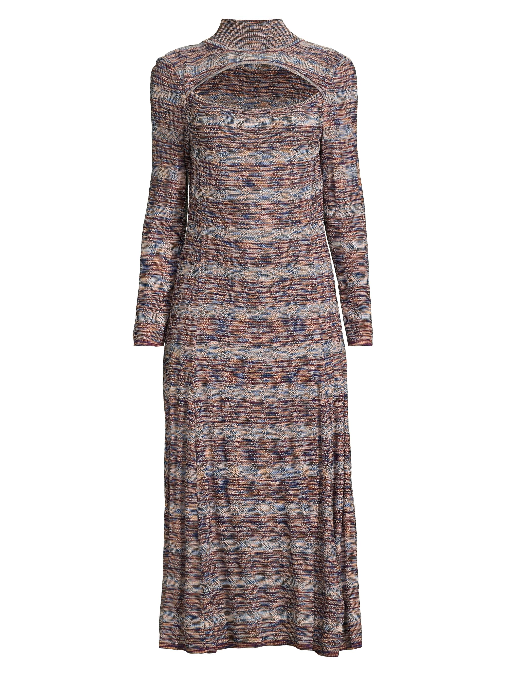 Misook Women's Striped Cut-Out Knit Midi Dress