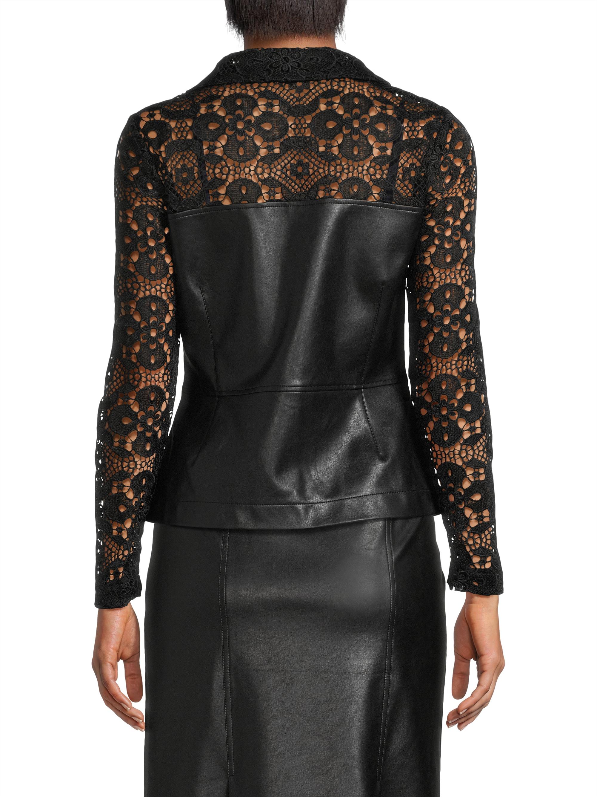 Misook Lace & Vegan Leather Corset Jacket | Saks Fifth Avenue