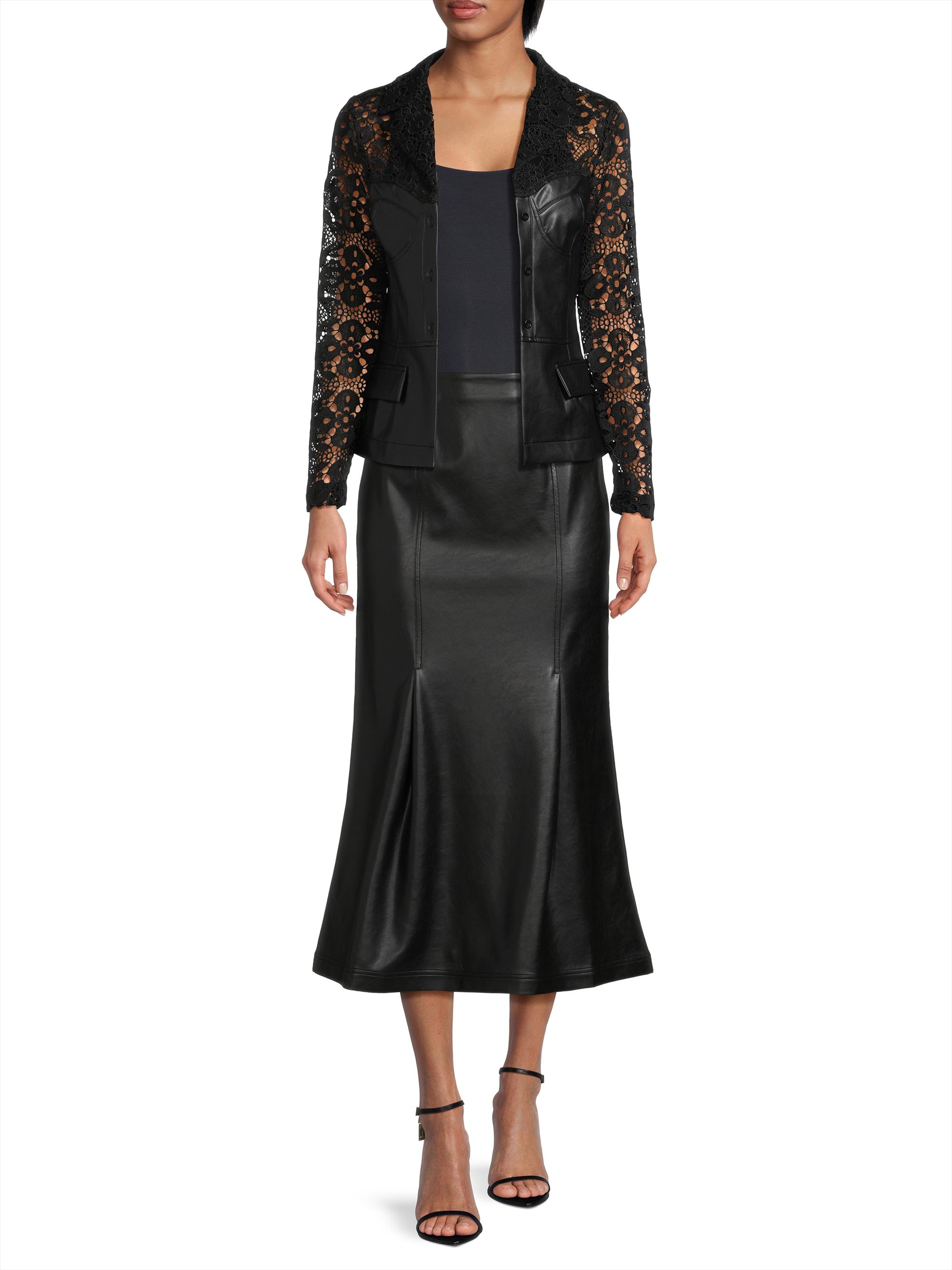 Misook Lace & Vegan Leather Corset Jacket | Saks Fifth Avenue