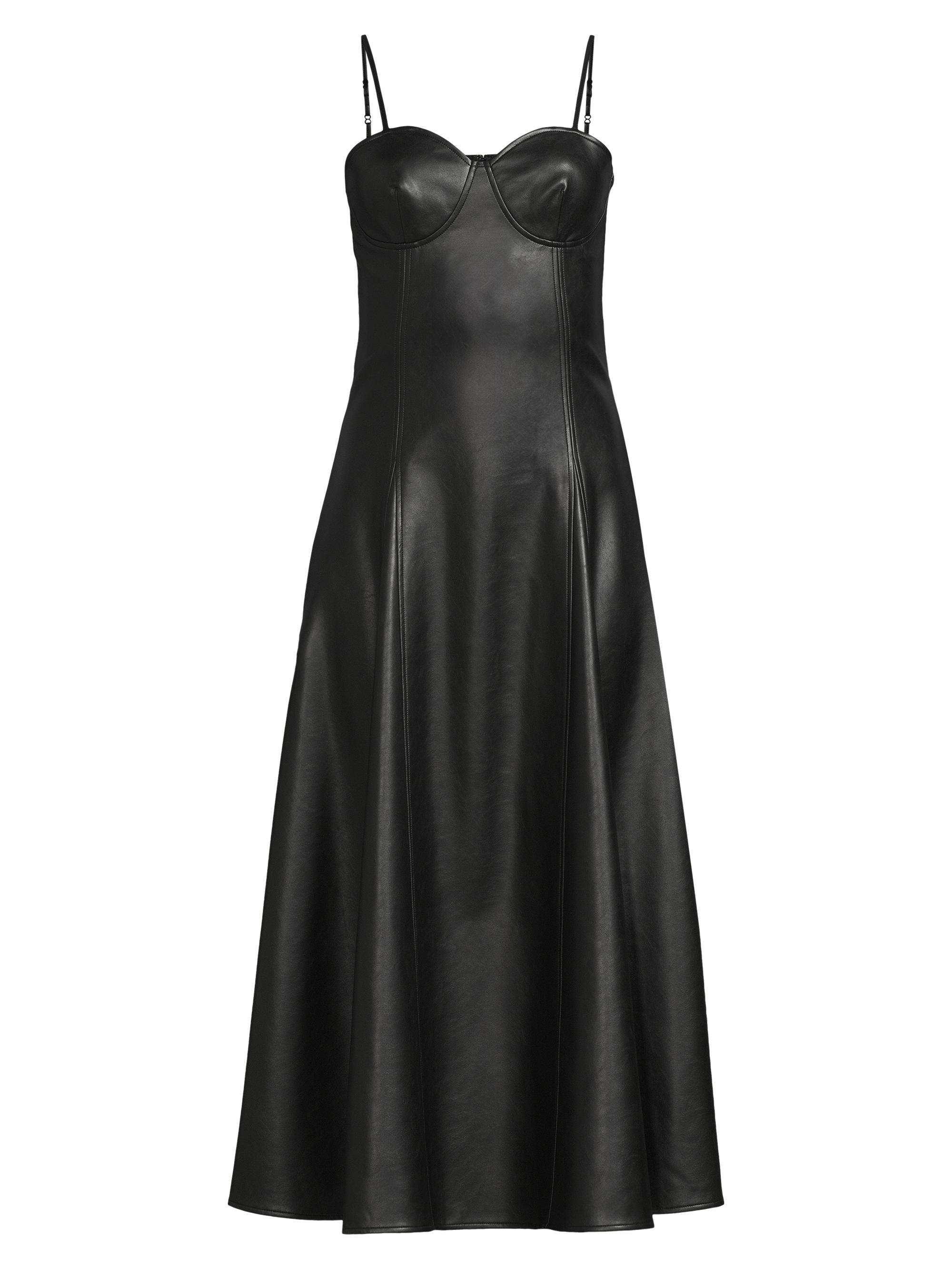 Misook Women's Faux-Leather Midi Dress - Black