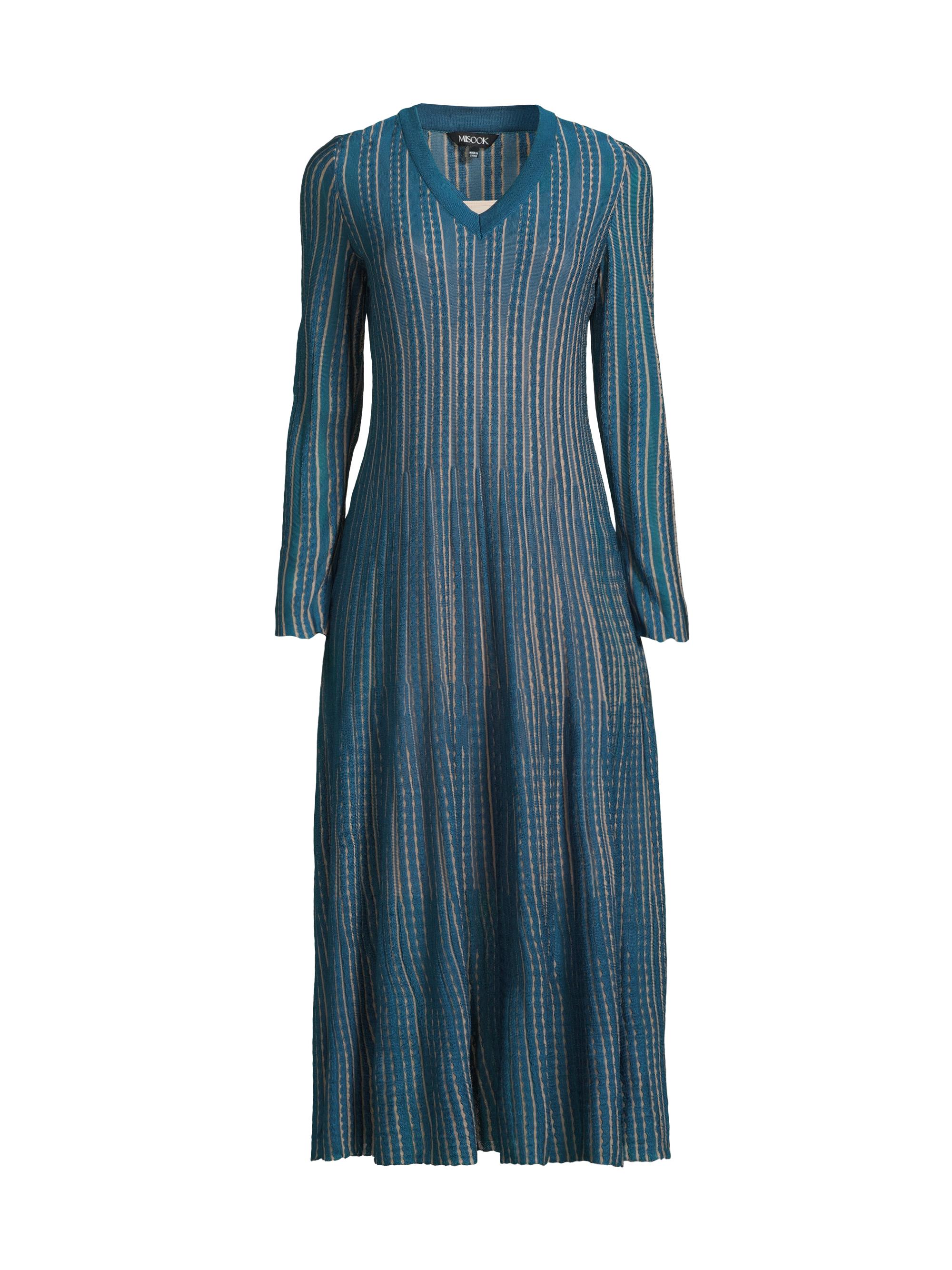 Misook Women's Knit Fit & Flare Midi-Dress - Tidal Teal Macchiato