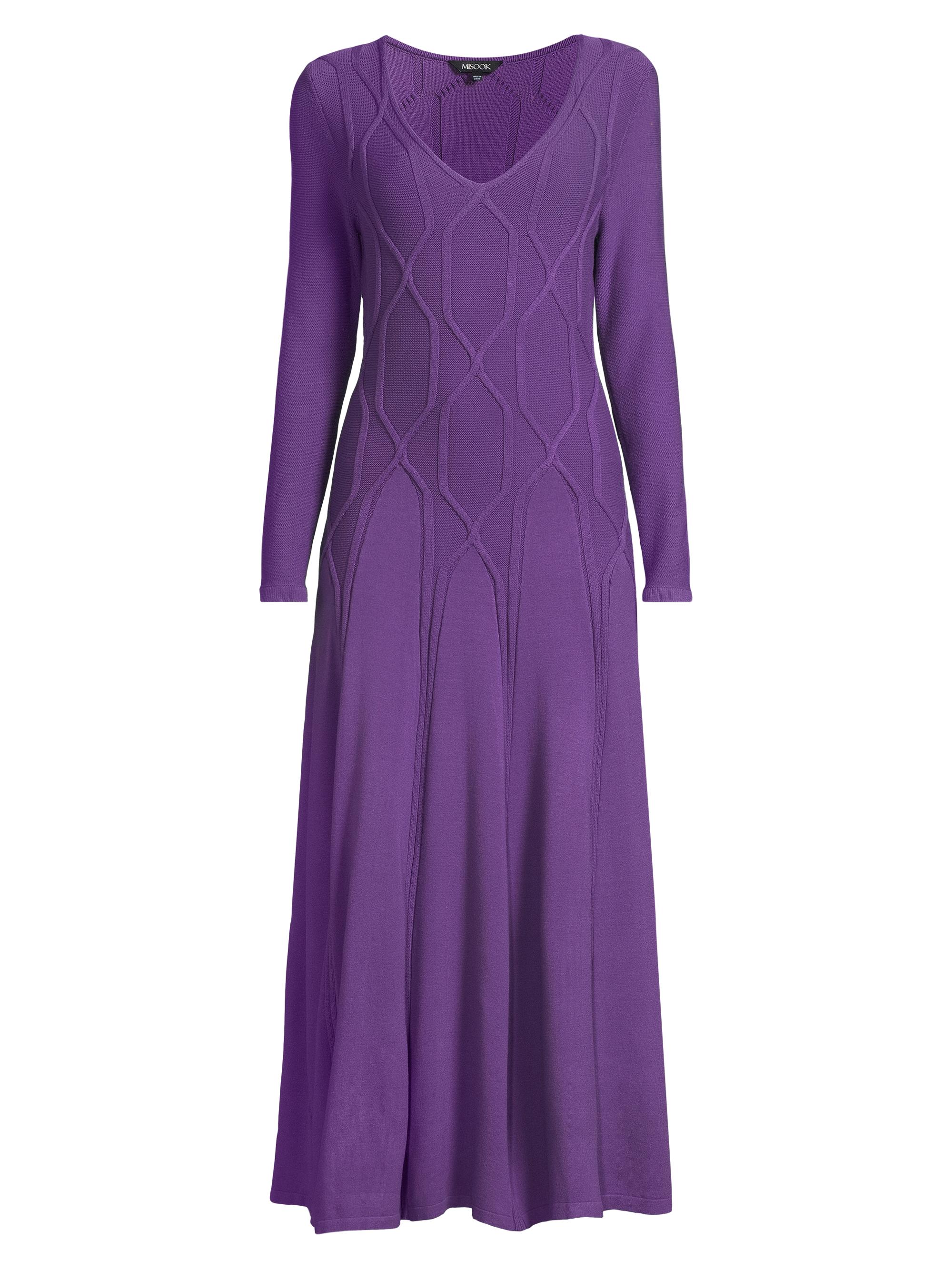 Misook Women's Geometric Knit Maxi Dress - Plum Royal