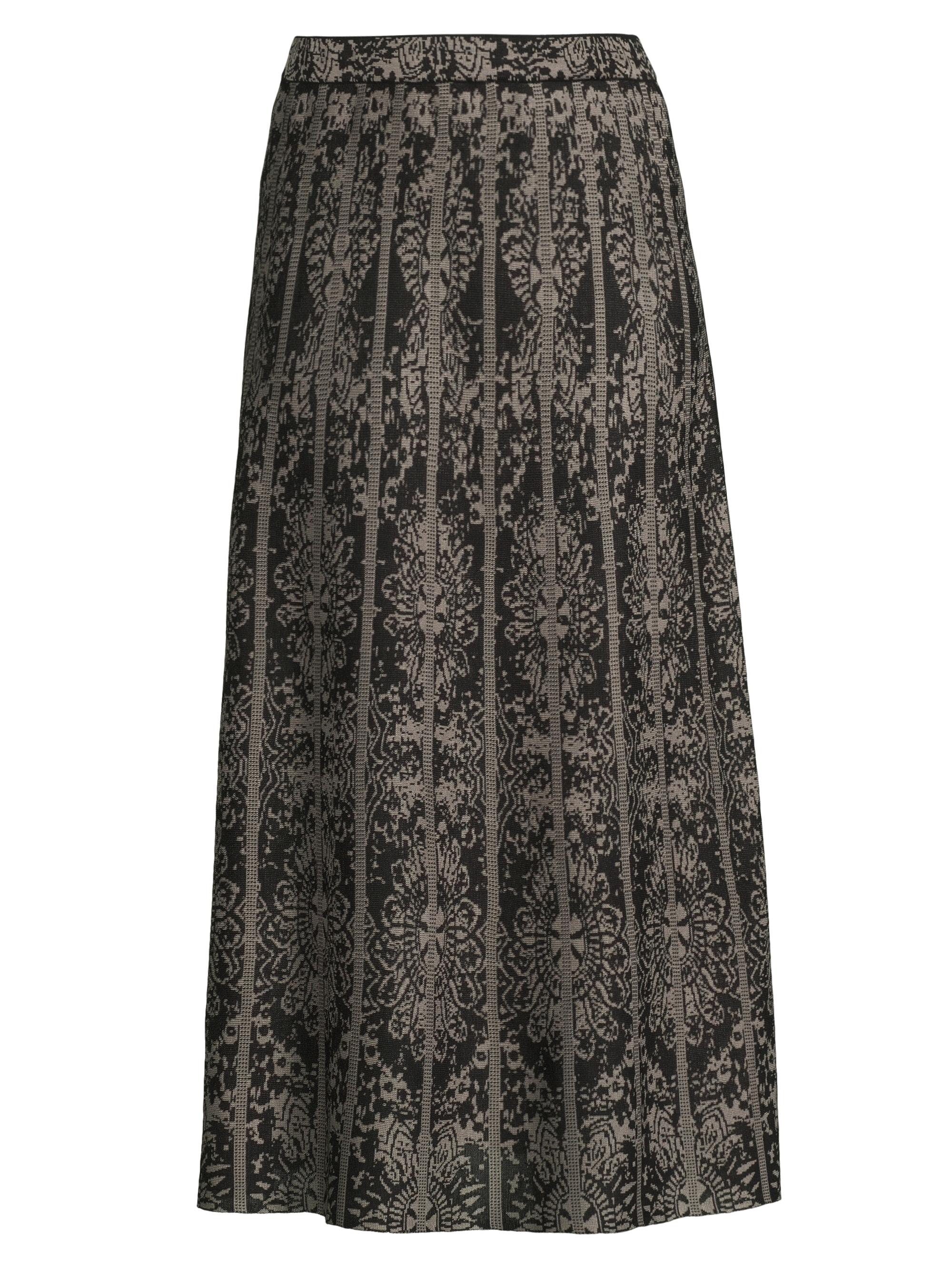 Misook Women's Intarsia-Knit A-Line Midi-Skirt - Black Mink