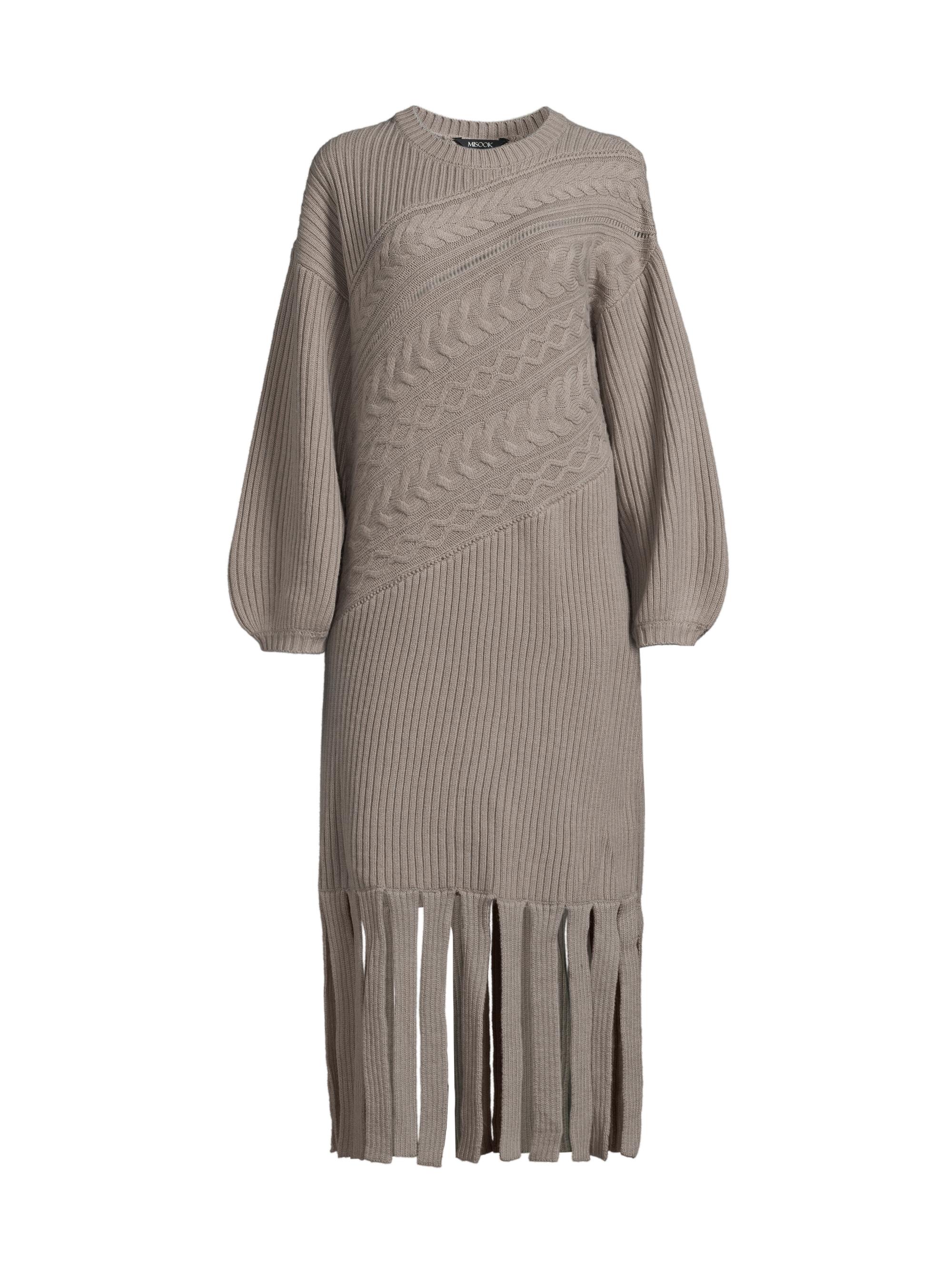 Misook Women's Cable-Knit Wool-Blend Midi-Dress - Mink