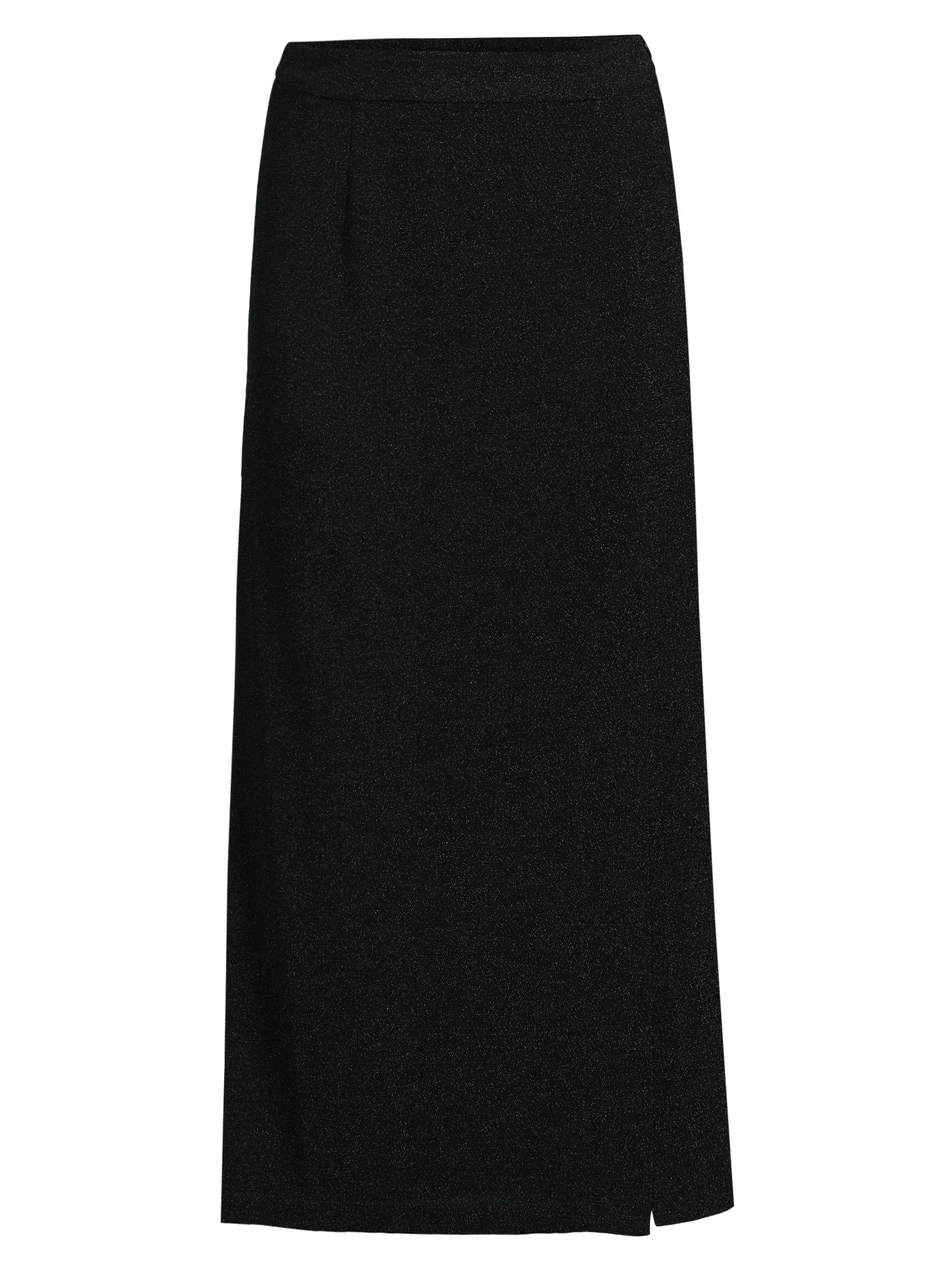 Misook Women's Sparkle Stretch Woven Straight Maxi Skirt - Black