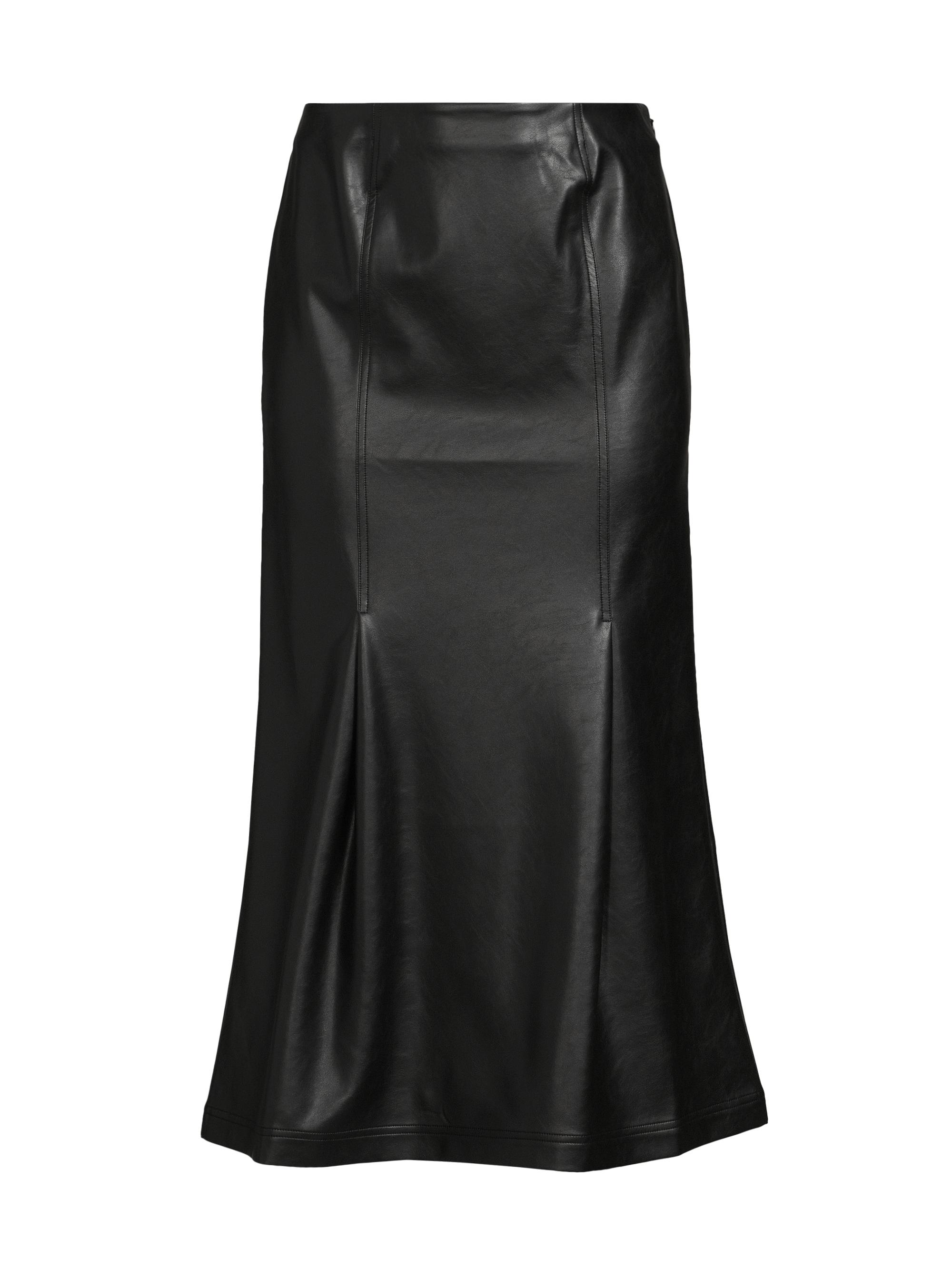 Misook Women's Vegan Leather Trumpet Maxi Skirt - Black