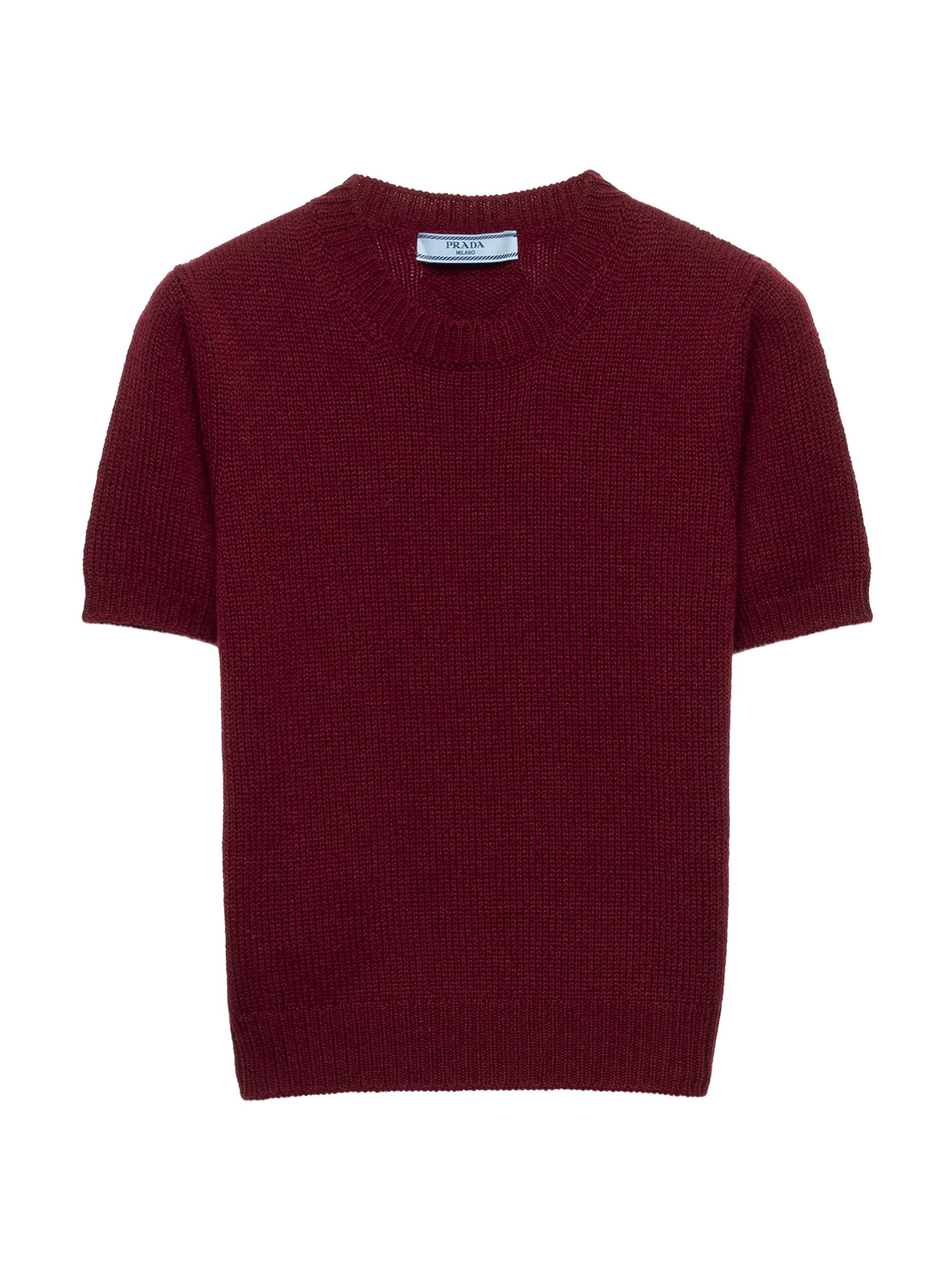 Prada Women's Short-Sleeved Cashmere Sweater - Dark Red