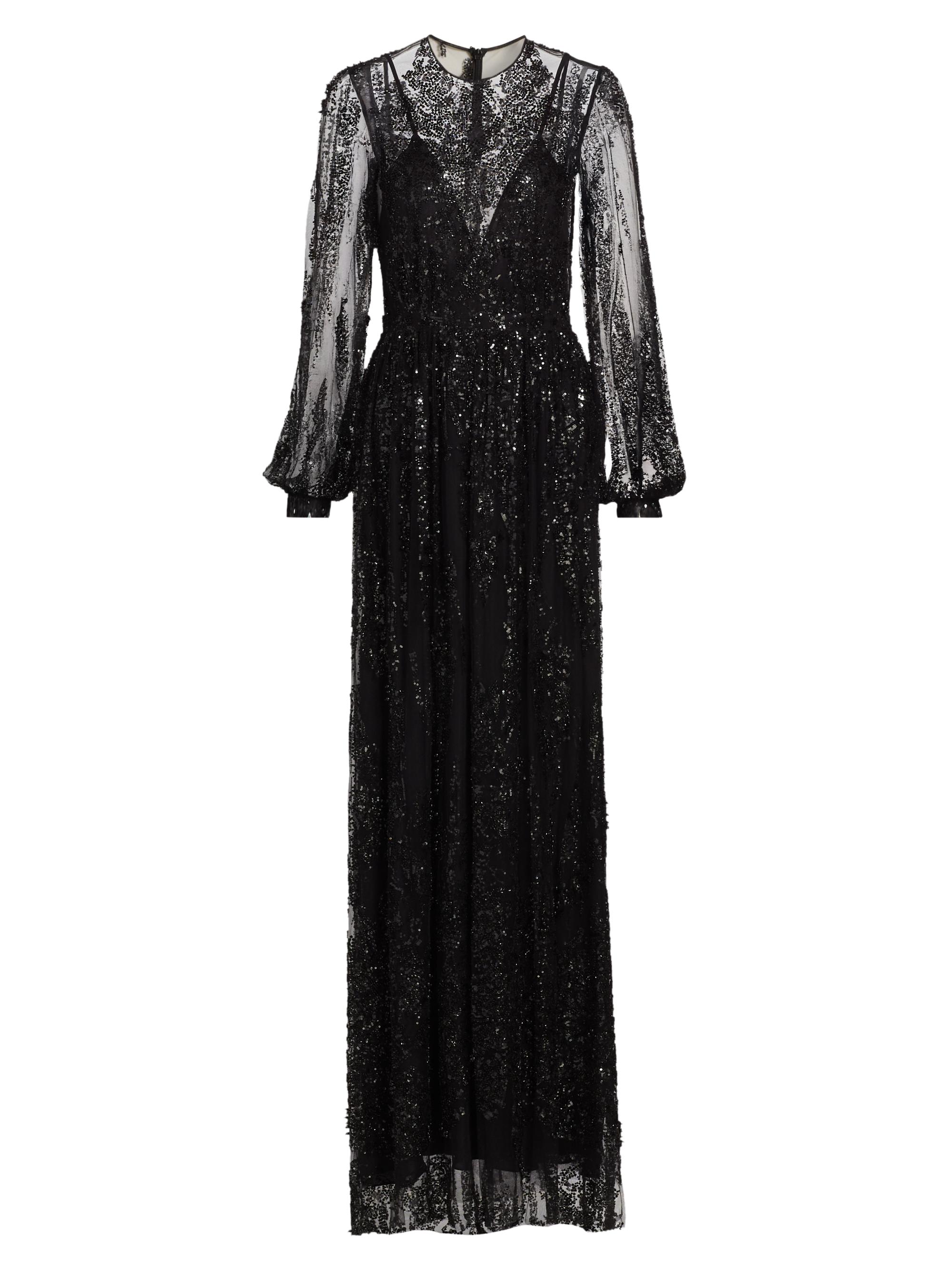 Zuhair Murad Women's Sequined Lace Blouson-Sleeve Gown - Black