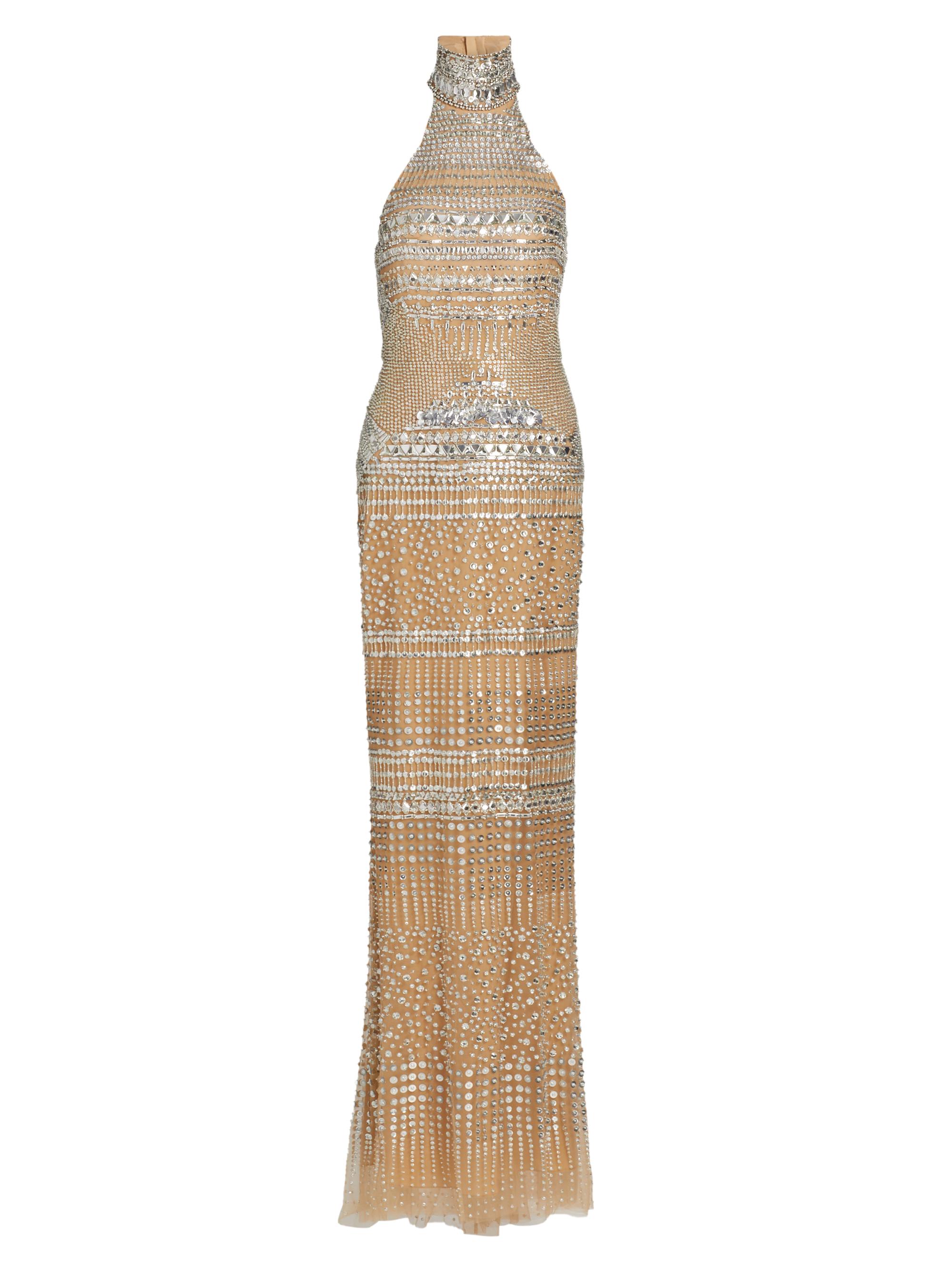 Zuhair Murad Women's Embellished High-Neck Column Gown - Nougat Silver