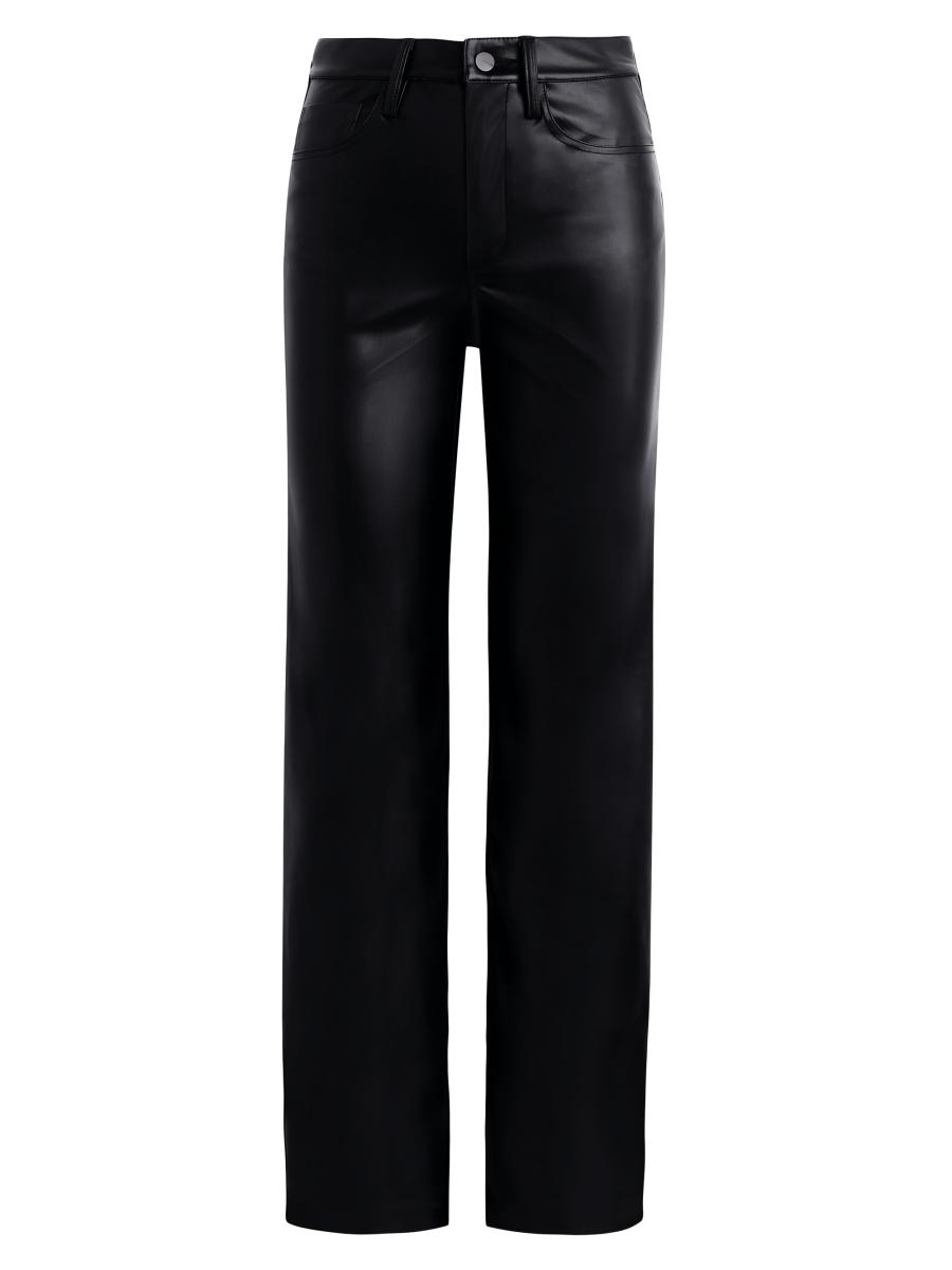 Ameri❤︎FAKE LEATHER STRAIGHT PANTS Qatiecay Women Faux Leather Pants High Waist Straight Leg