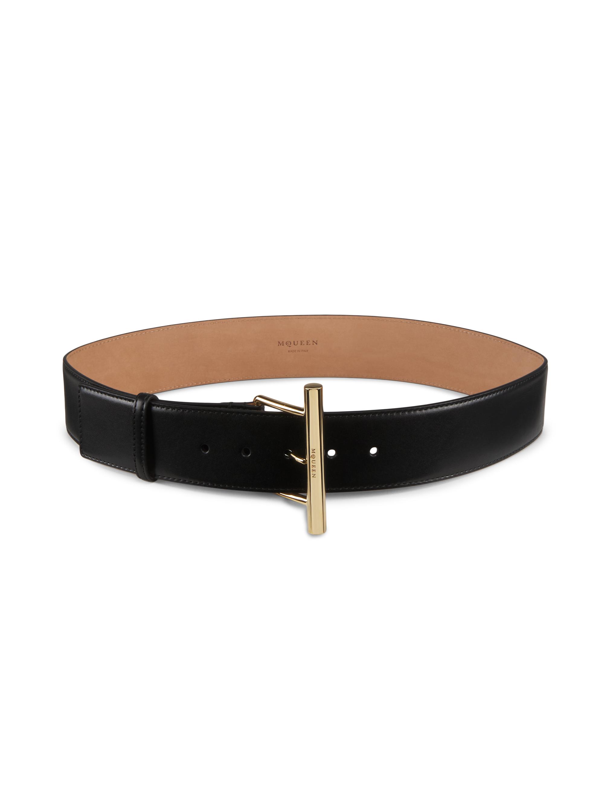McQueen Women's Sling Leather Belt - Black Gold