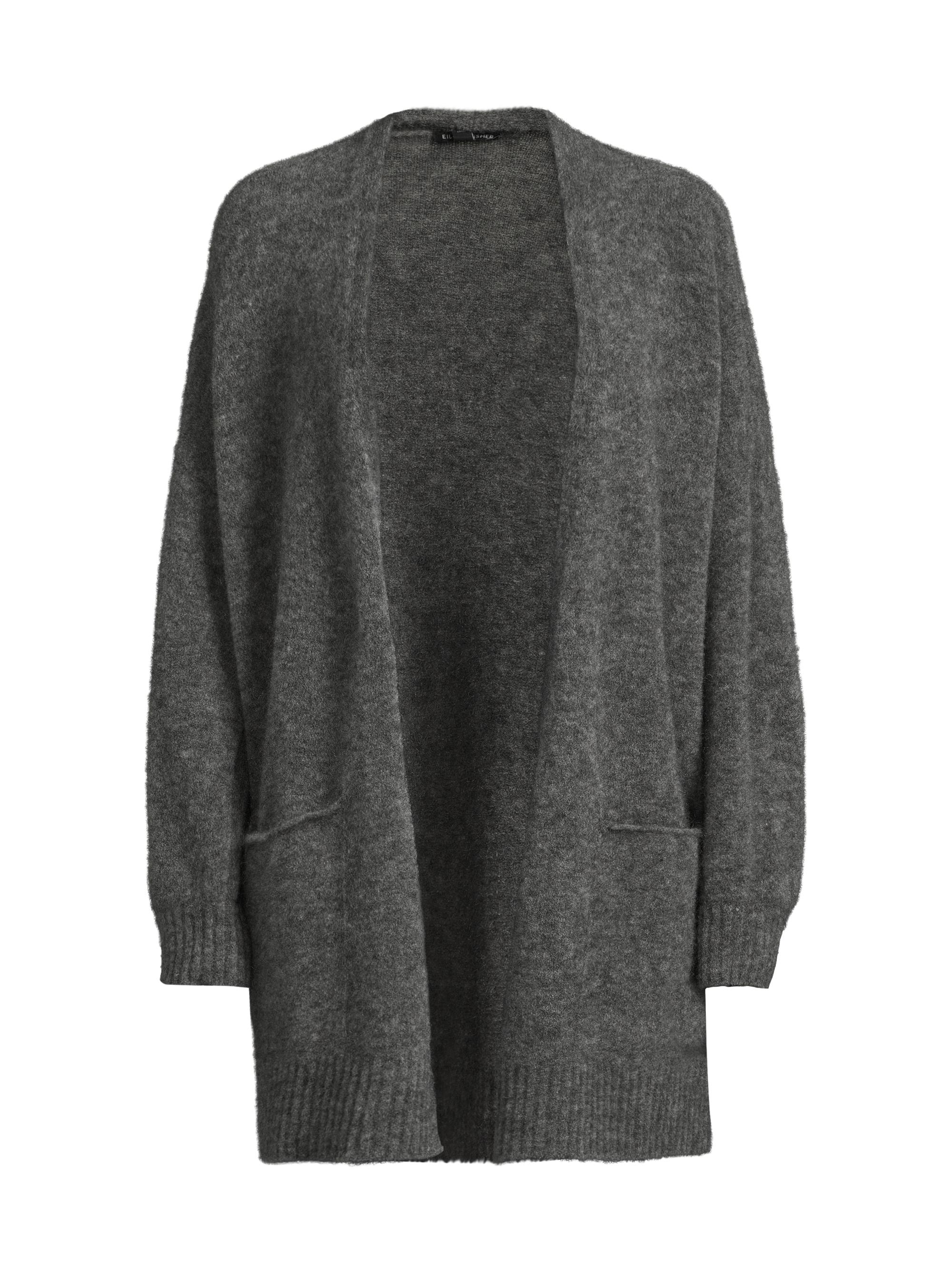 Eileen Fisher Women's Open-Front Mohair-Wool Cardigan - Meteor