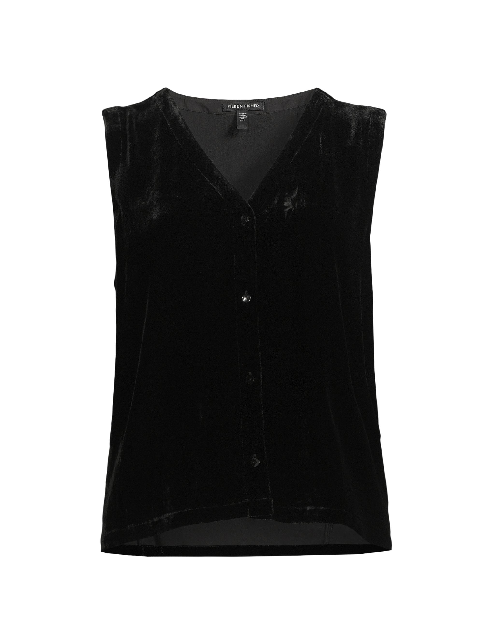 Eileen Fisher Women's Velvet V-Neck Vest - Black