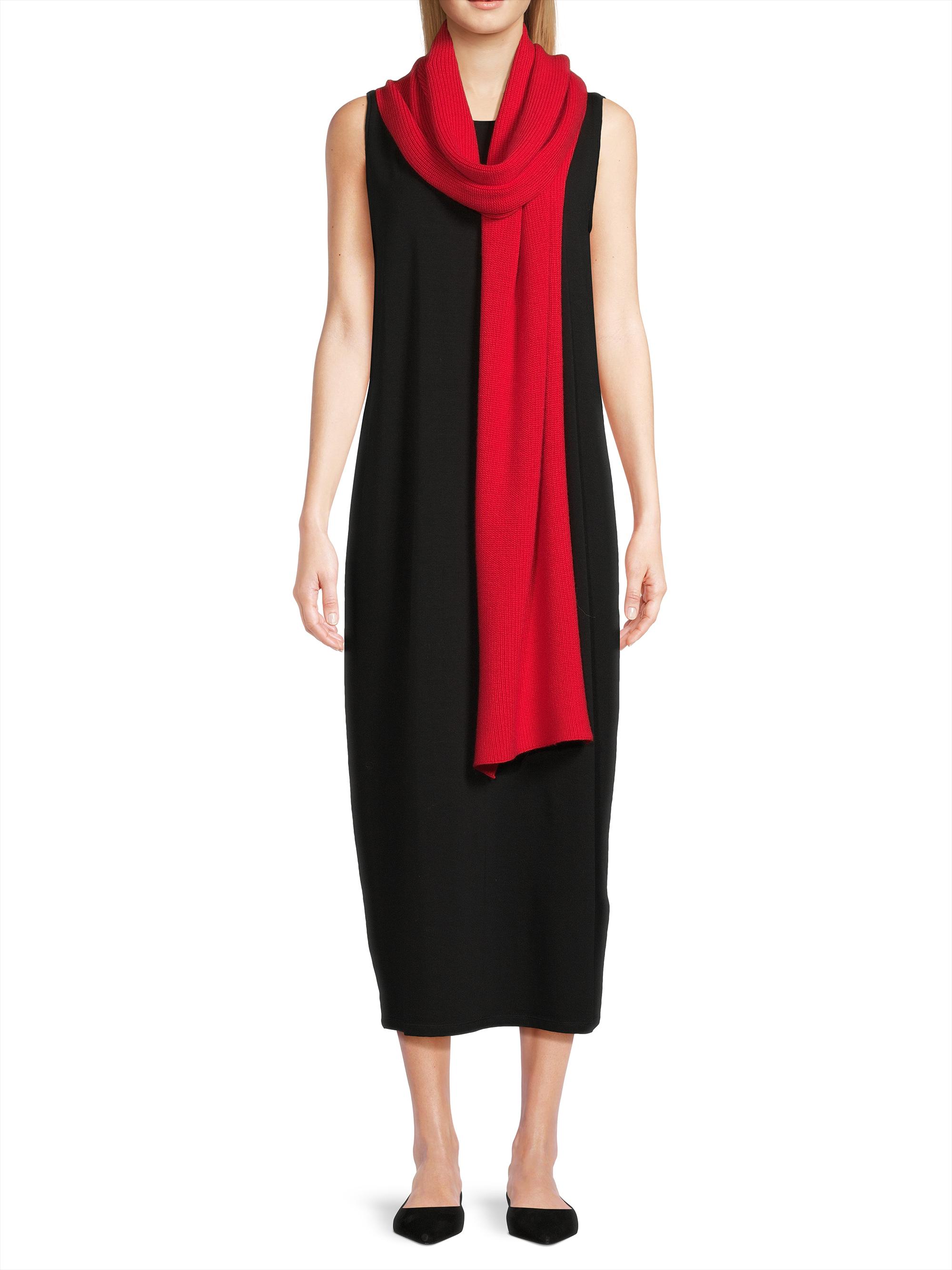 Eileen Fisher Women's Rib-Knit Wool Scarf - Red Poppy