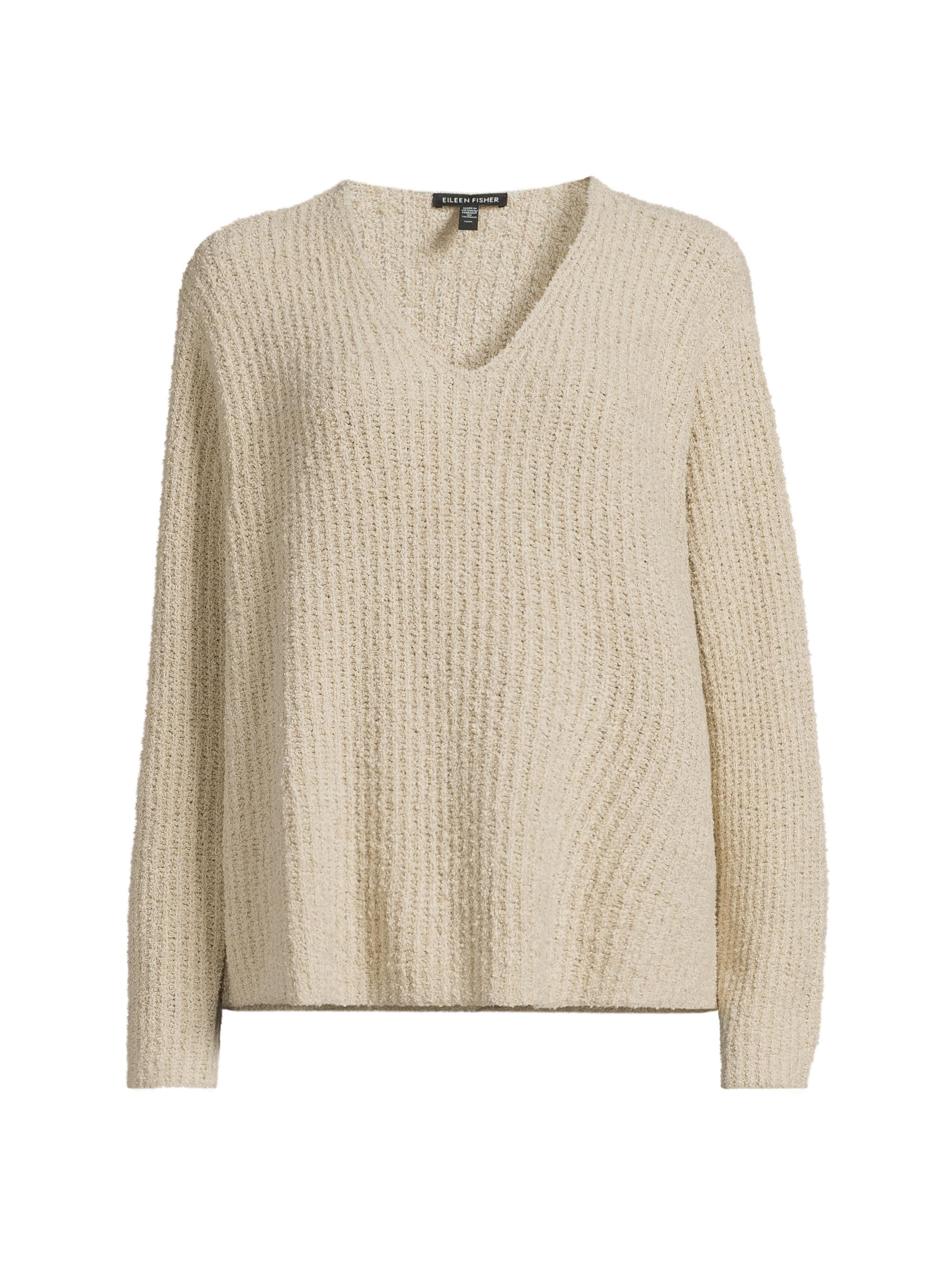 Eileen Fisher Women's V-Neck Cotton-Cashmere Sweater - Chalk