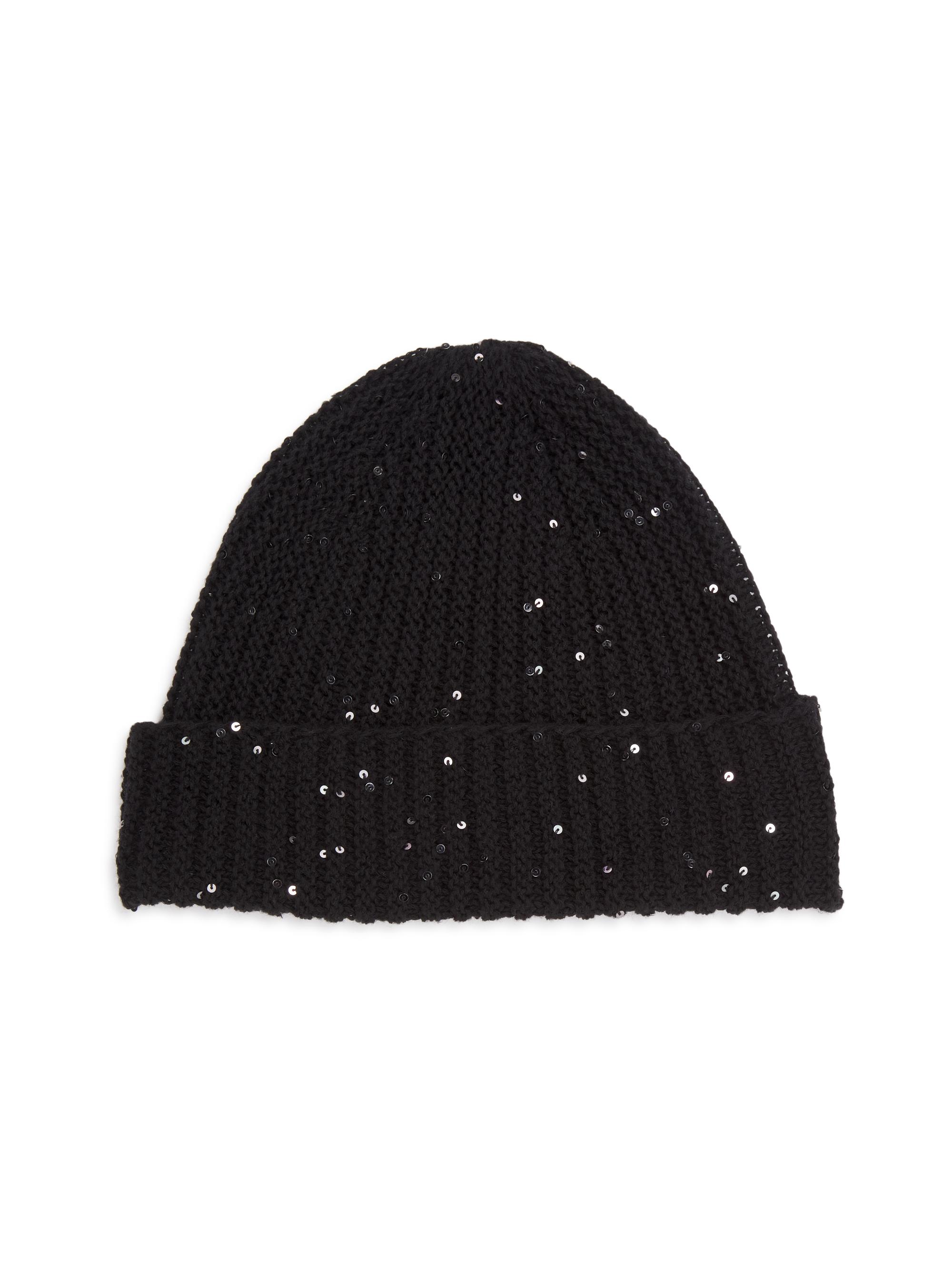 Eileen Fisher Women's Sequin-Embellished Wool Knit Beanie - Black