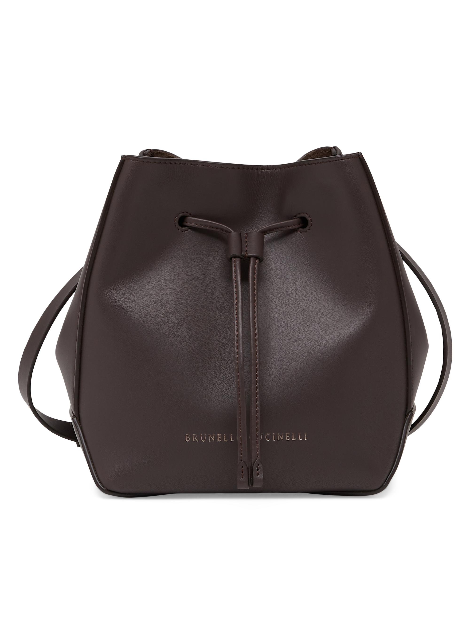 Brunello Cucinelli Women's Calfkskin Bucket Bag with Monili - Brown