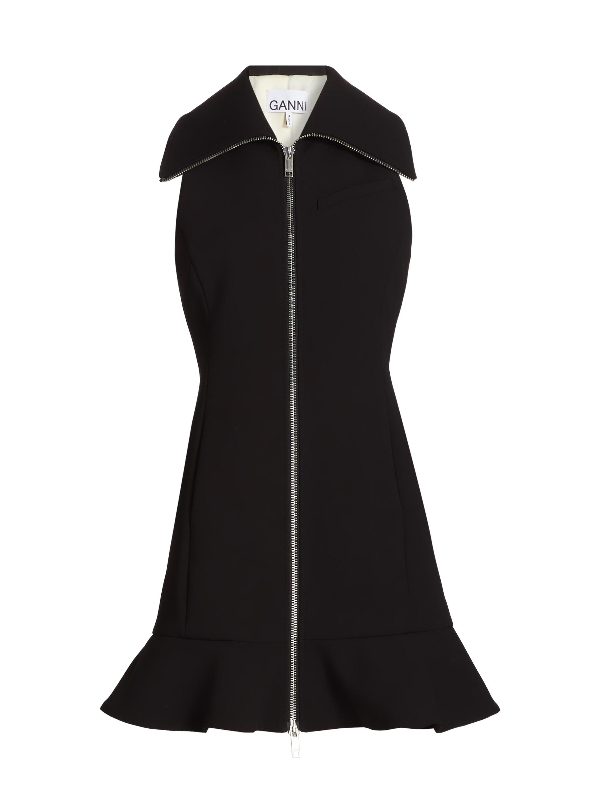 Ganni Women's Bonded Crepe Fit & Flare Minidress - Black