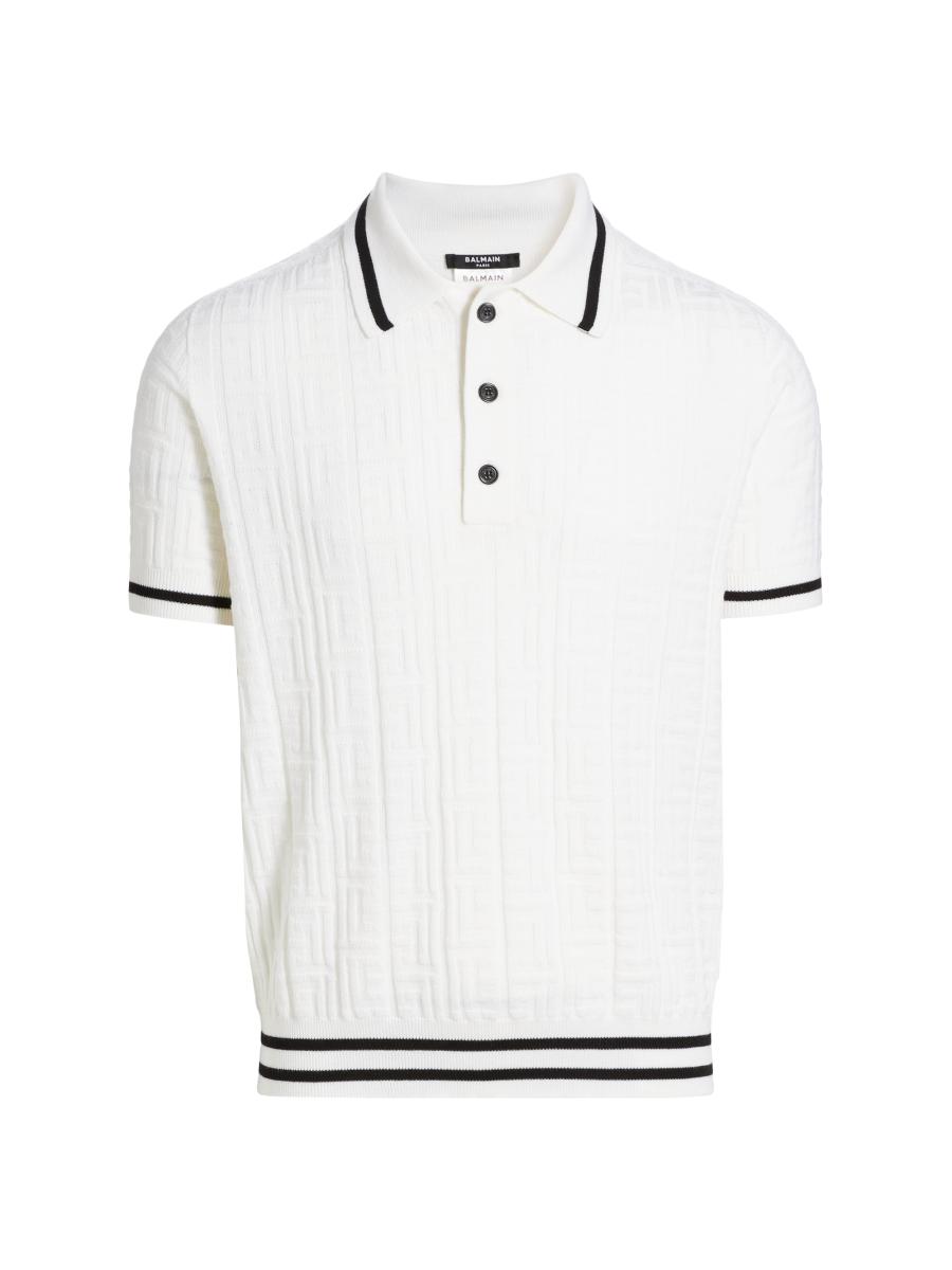 Balmain Monogram Wool Polo Shirt | Saks Fifth Avenue