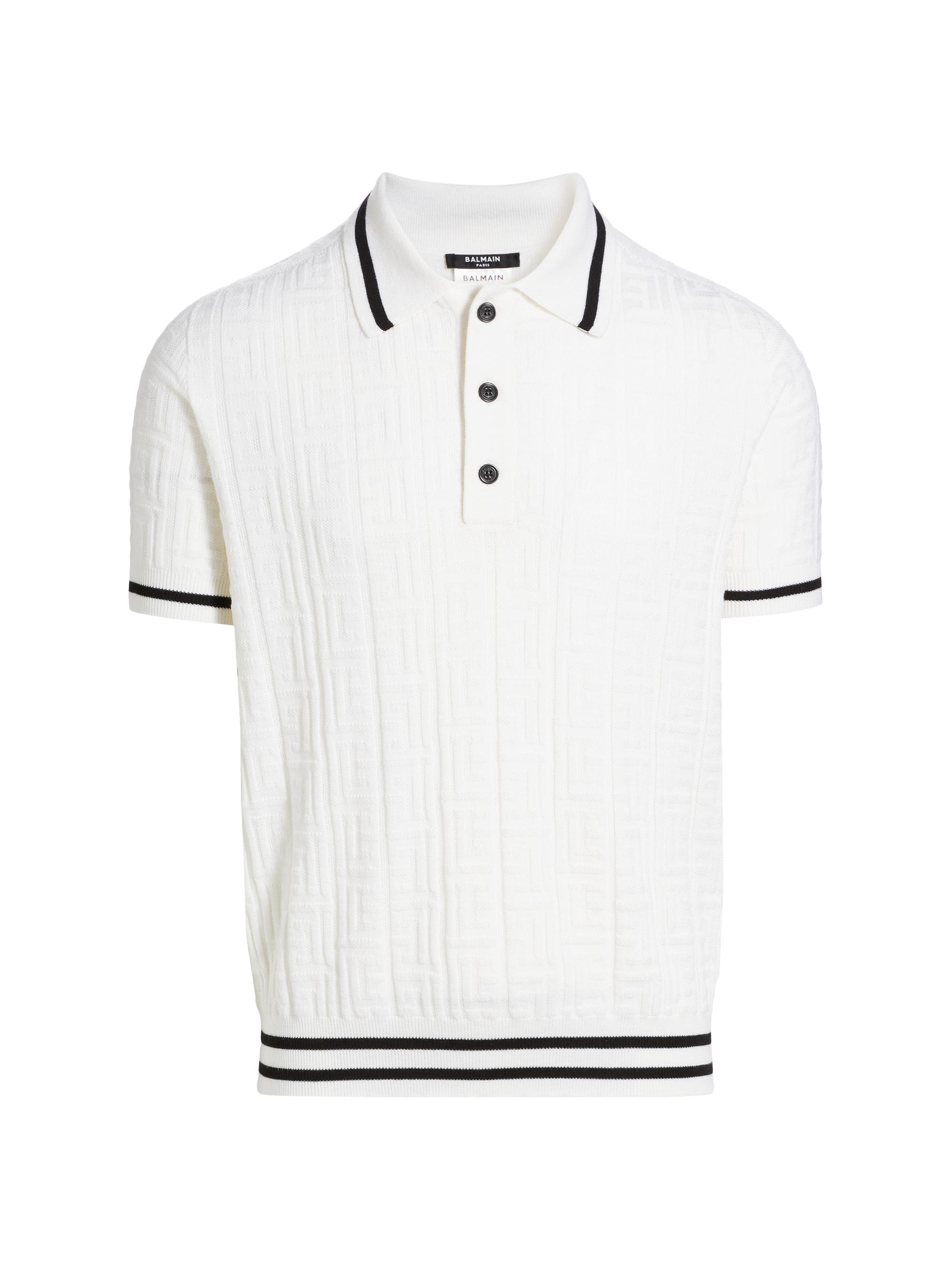 Balmain Monogram Wool Polo Shirt | Saks Fifth Avenue
