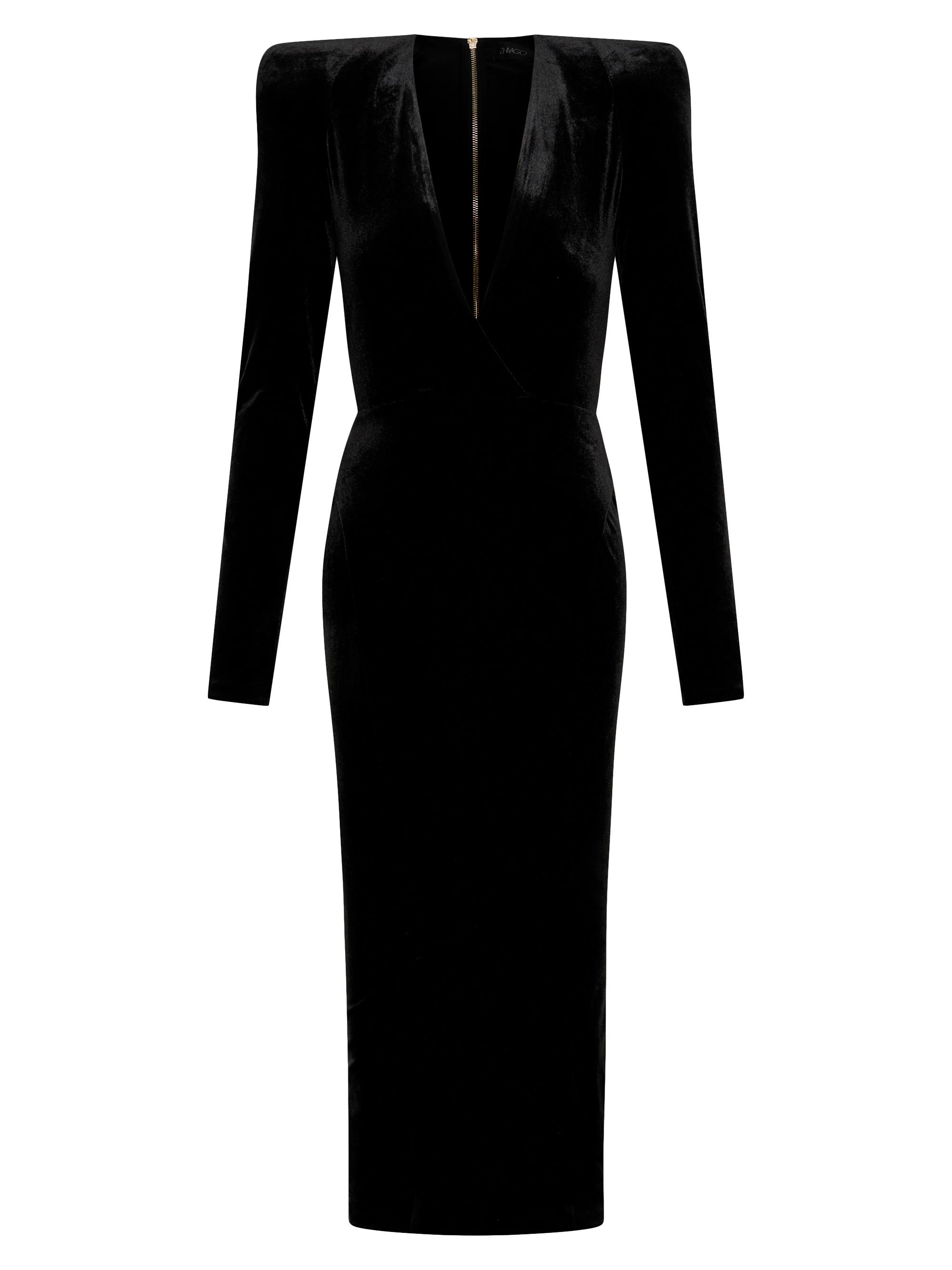 Zhivago Women's Legacy Velvet V-Neck Midi-Dress - Black