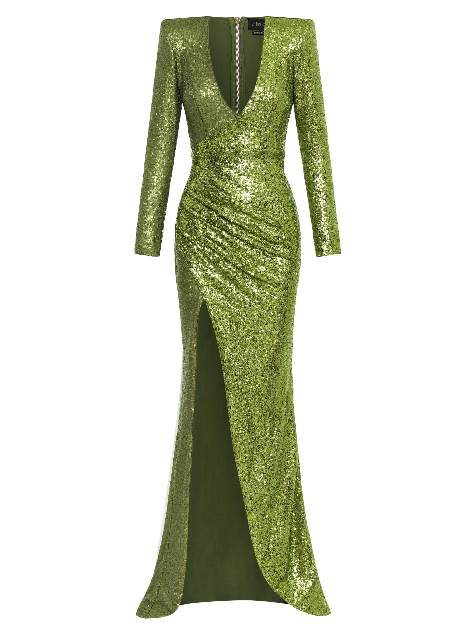 Zhivago Women's Perfume Exotico Sequined Wrap Gown - Khaki