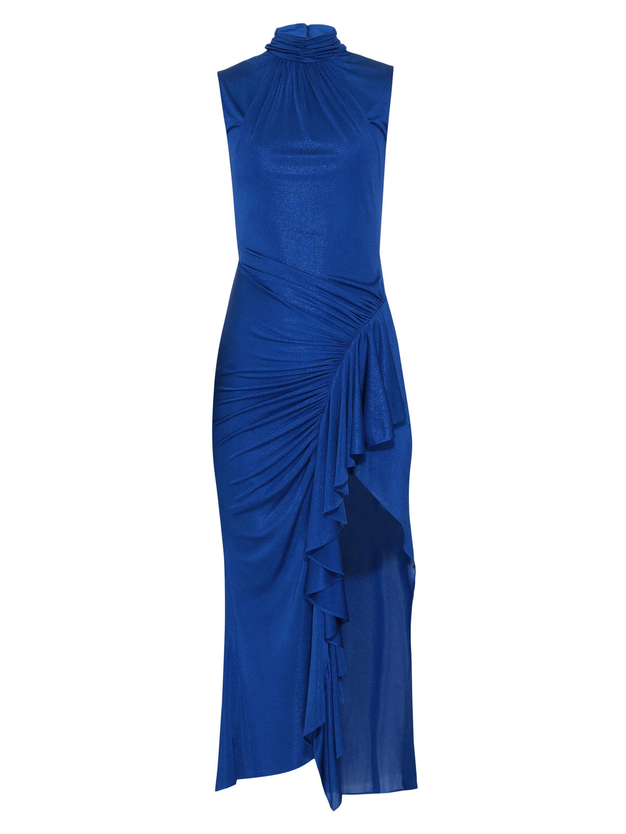 PatBO Women's Sparkle Jersey Ruched Midi-Dress - Sapphire
