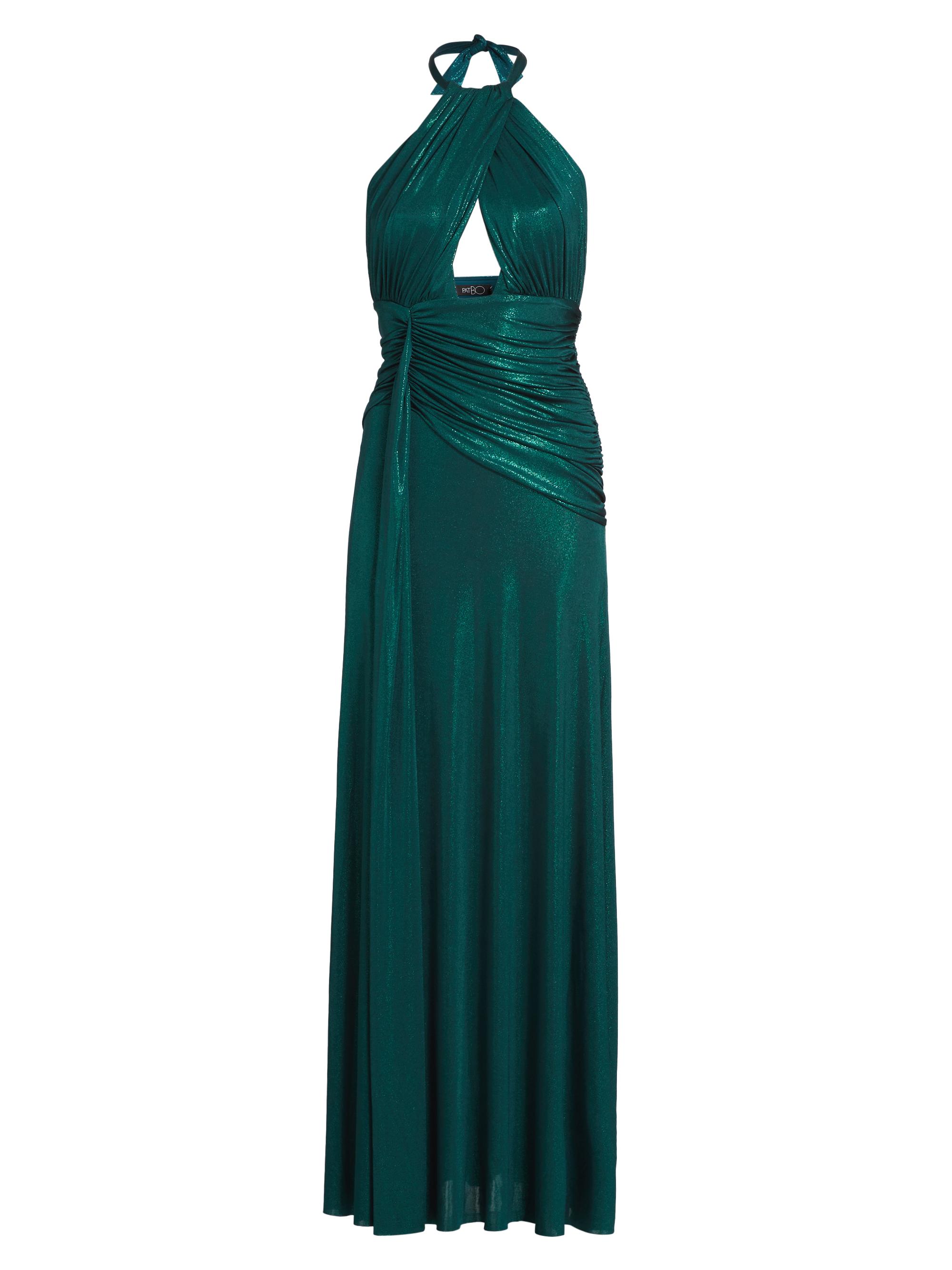 PatBO Women's Metallic Jersey Halterneck Gown - Emerald