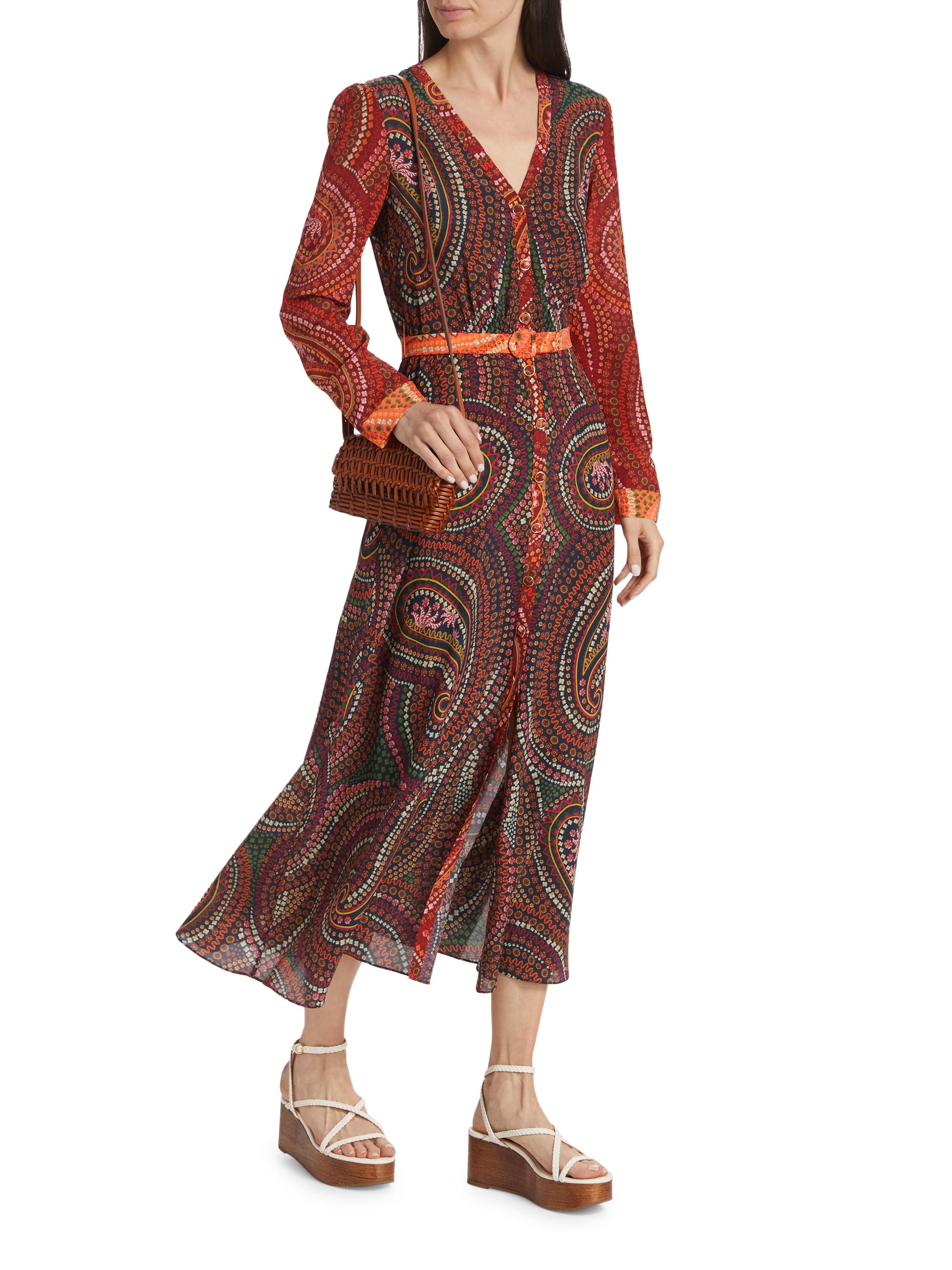 Saloni Lea Paisley Silk V-Neck Maxi Dress | The Summit