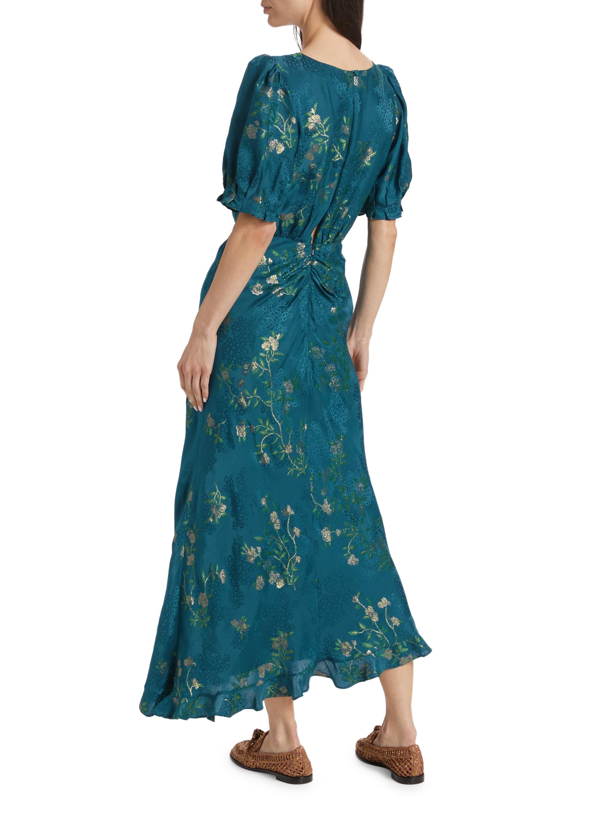 saloni vida green floral dress Women Size 6 Saloni Blue, green, purple Abstract floral Dress main image 1