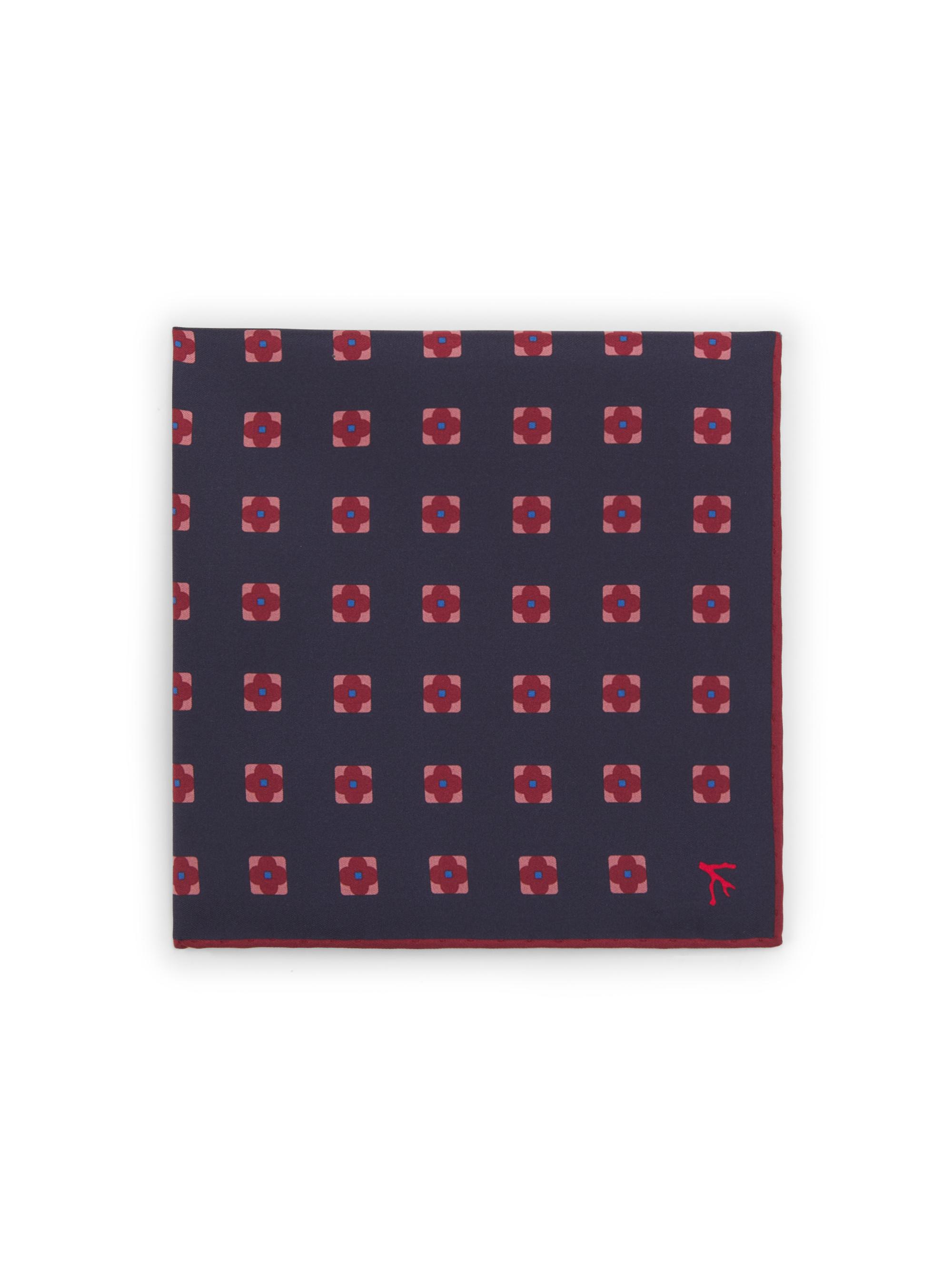 Isaia Men's Silk Pocket Square - Blue Red