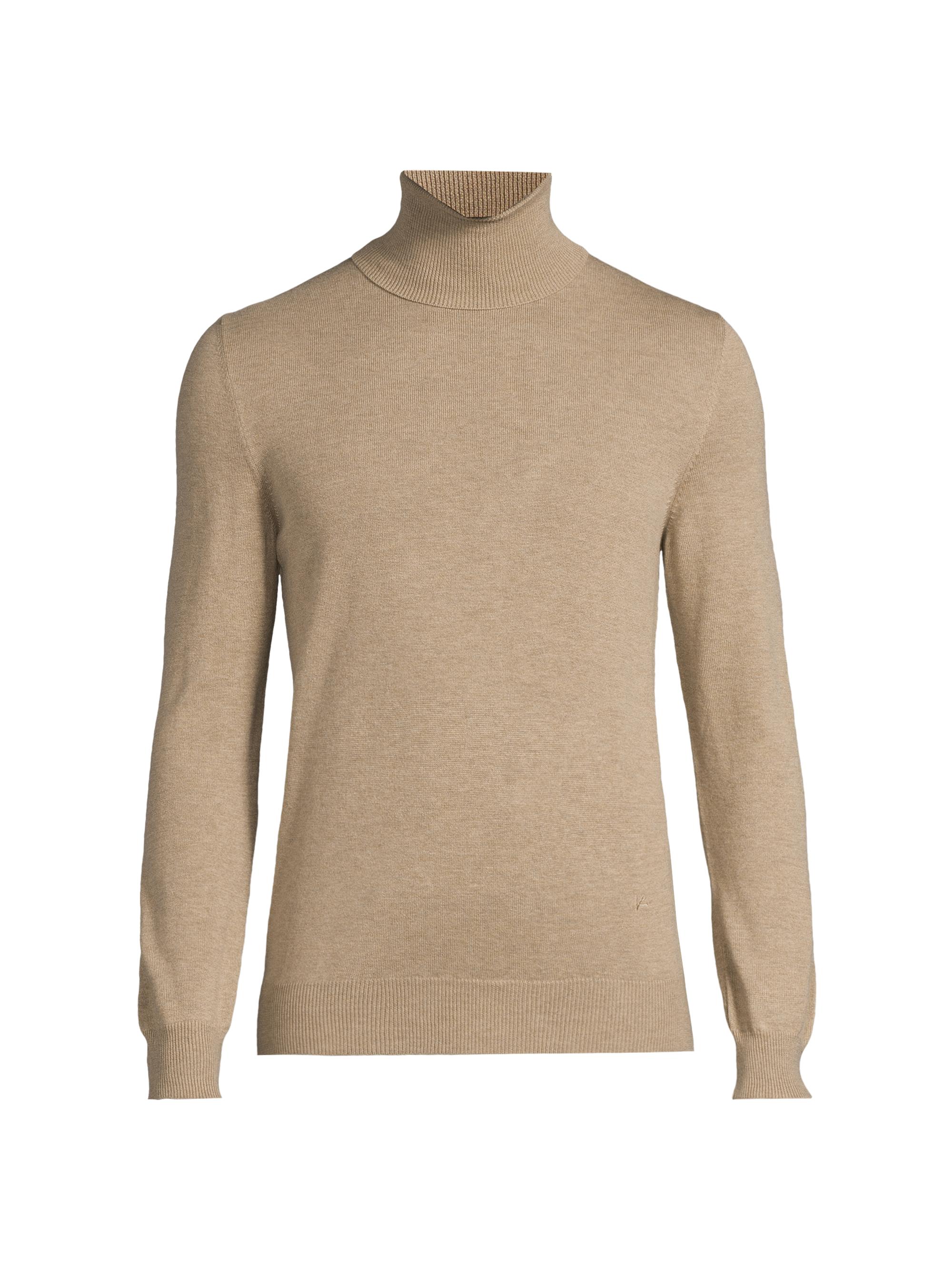 Isaia Men's Basic Silk-Cashmere Turtleneck Top - Medium Beige