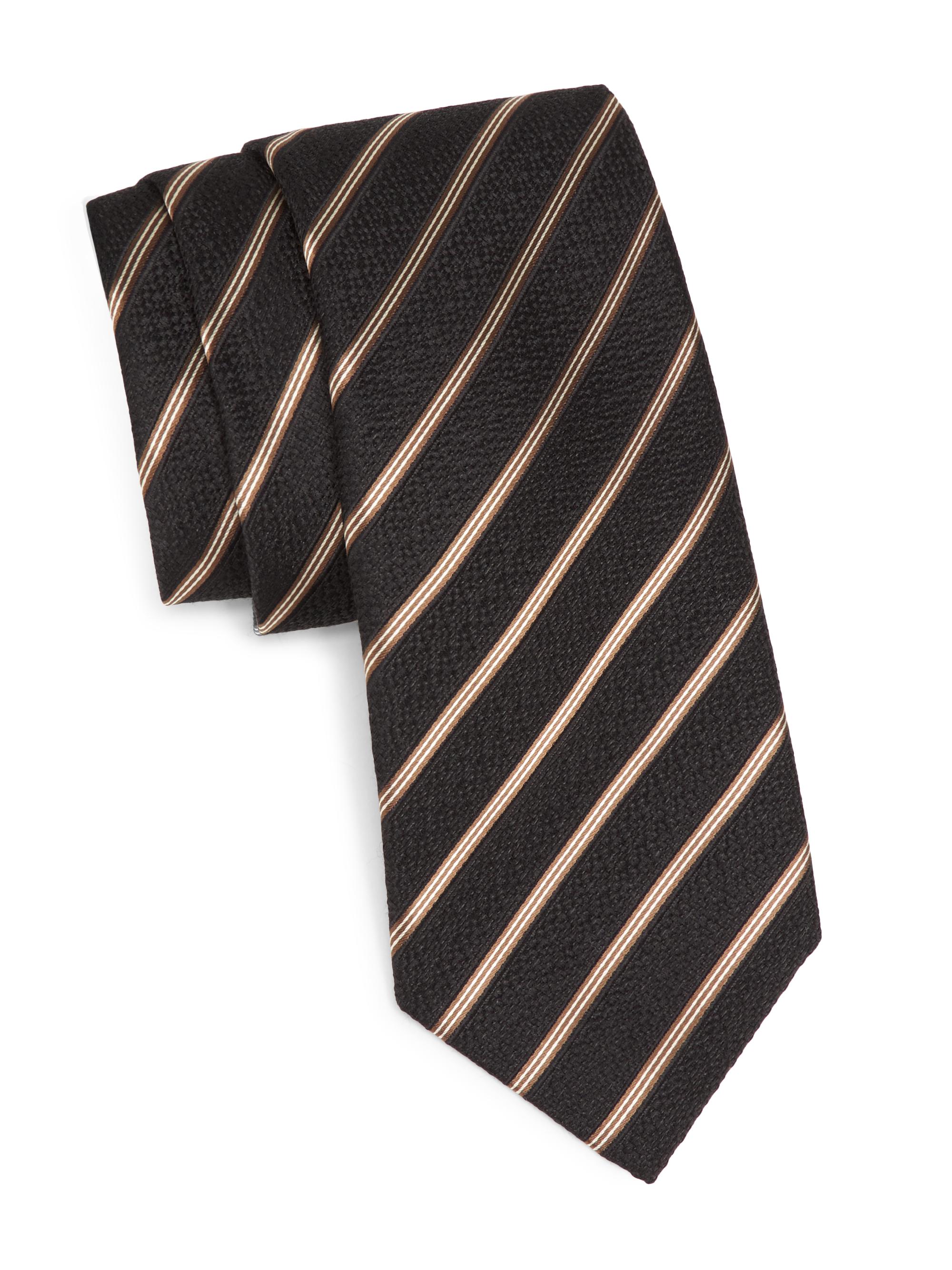 Isaia Men's Regimental Cravatte Striped Tie - Black Light