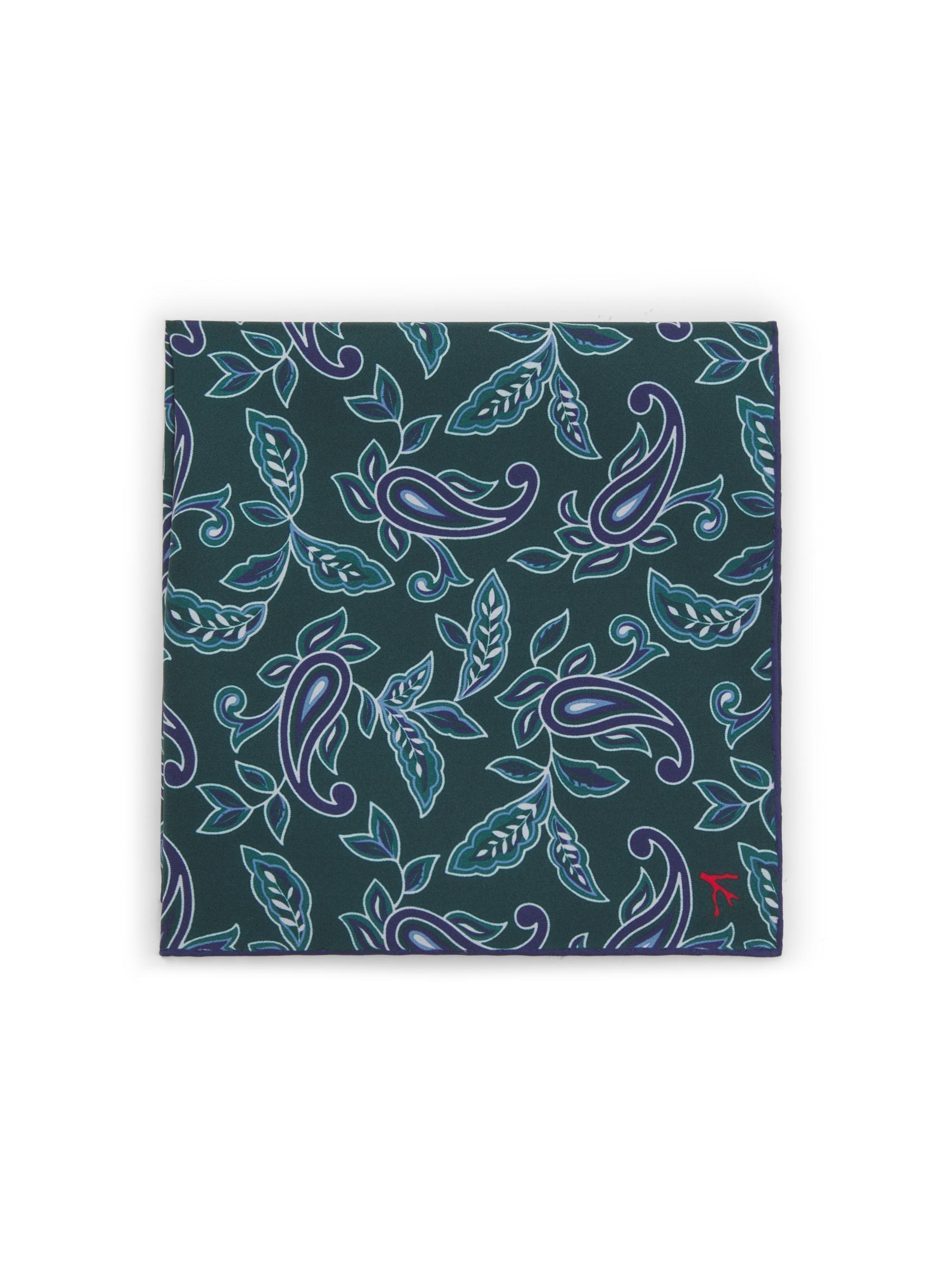 Isaia Men's Silk Pocket Square - Dark Green