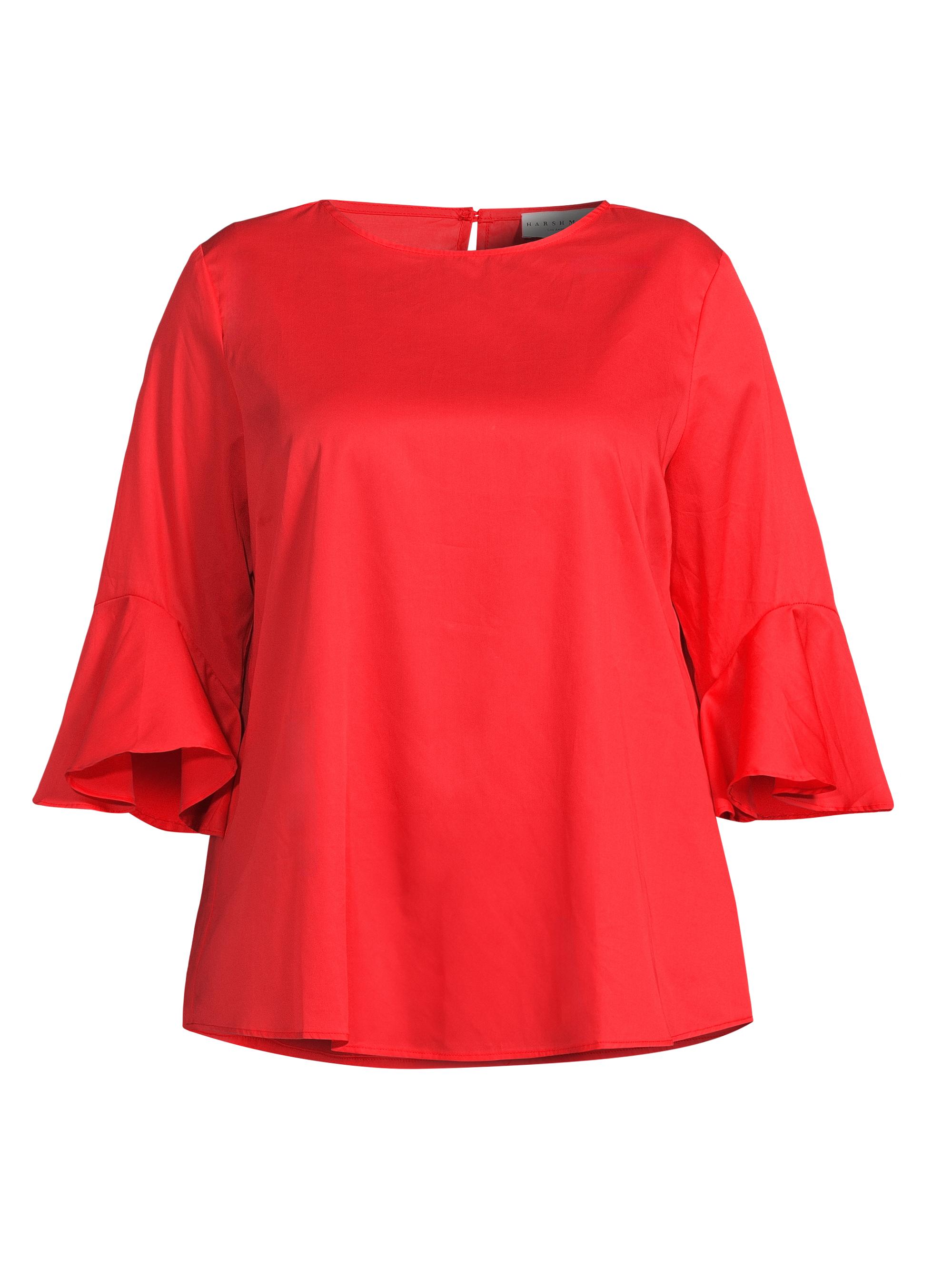 Harshman Women's Plus Malena Cotton Blouse - Poppy Red