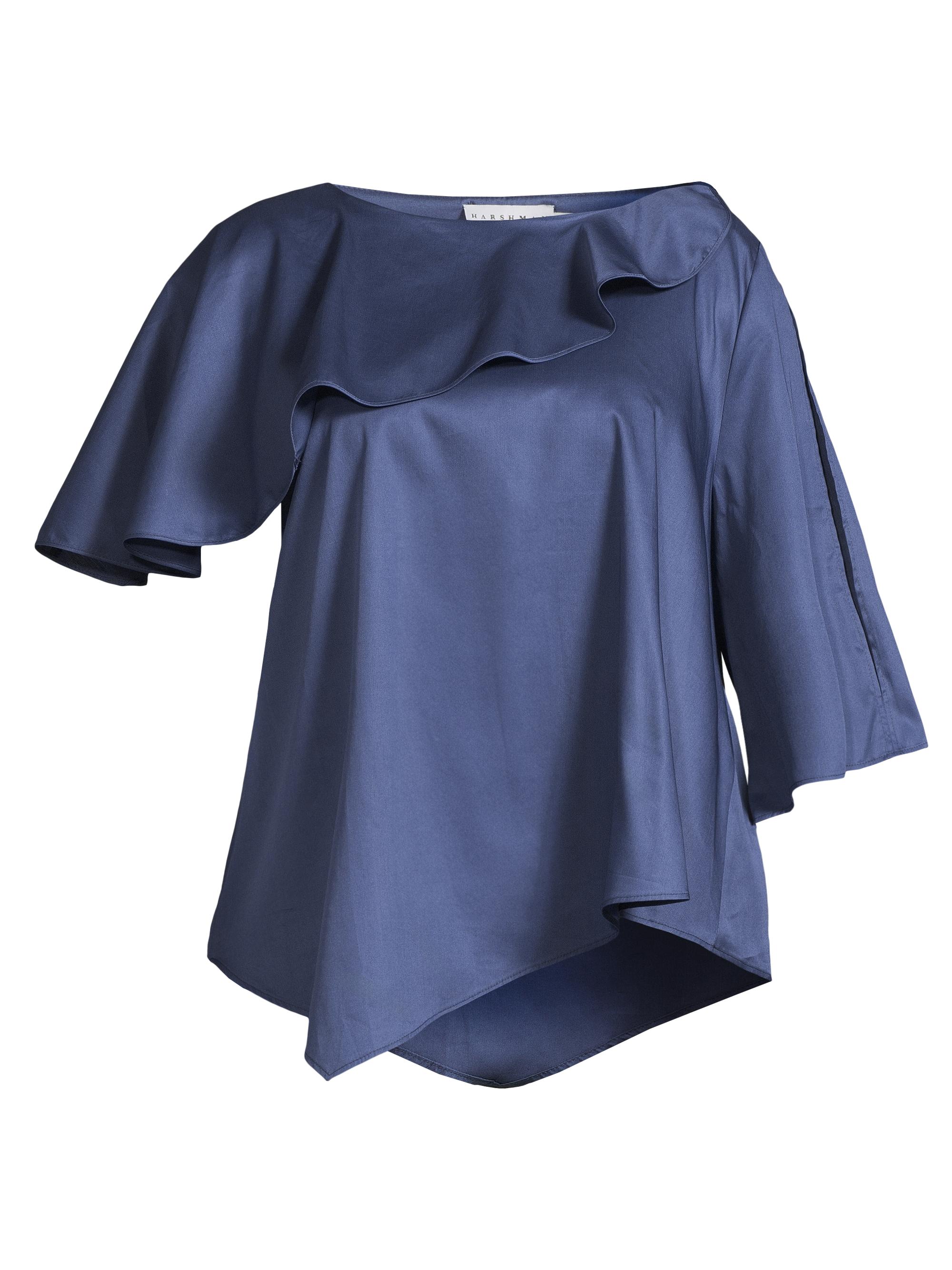 Harshman Women's Plus Tatyana Cotton Blouse - Indigo Blue