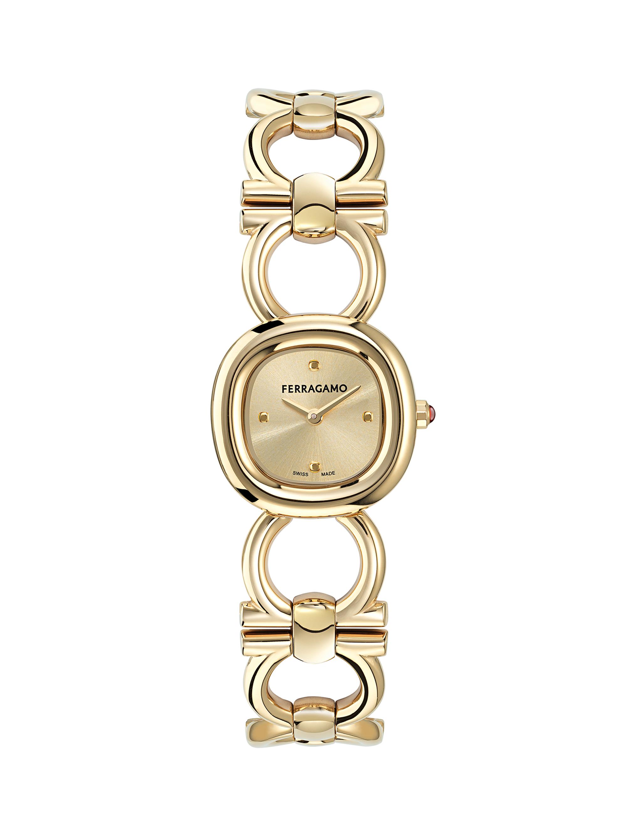 FERRAGAMO Women's Double Gancini Stainless Steel Bracelet Watch/25MM - Yellow Gold