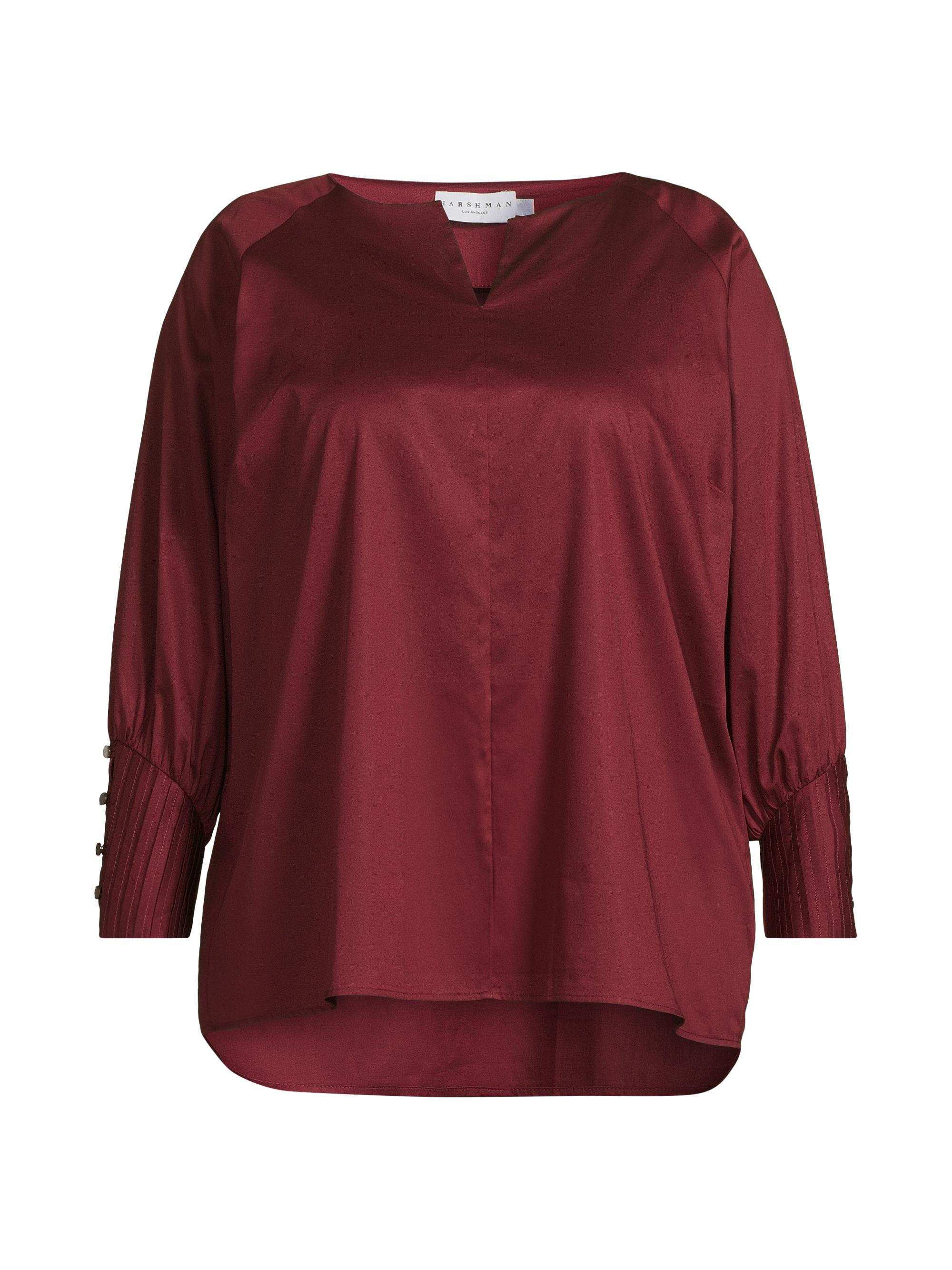 Harshman Women's Plus Cerys Cotton Blouse - Burgundy