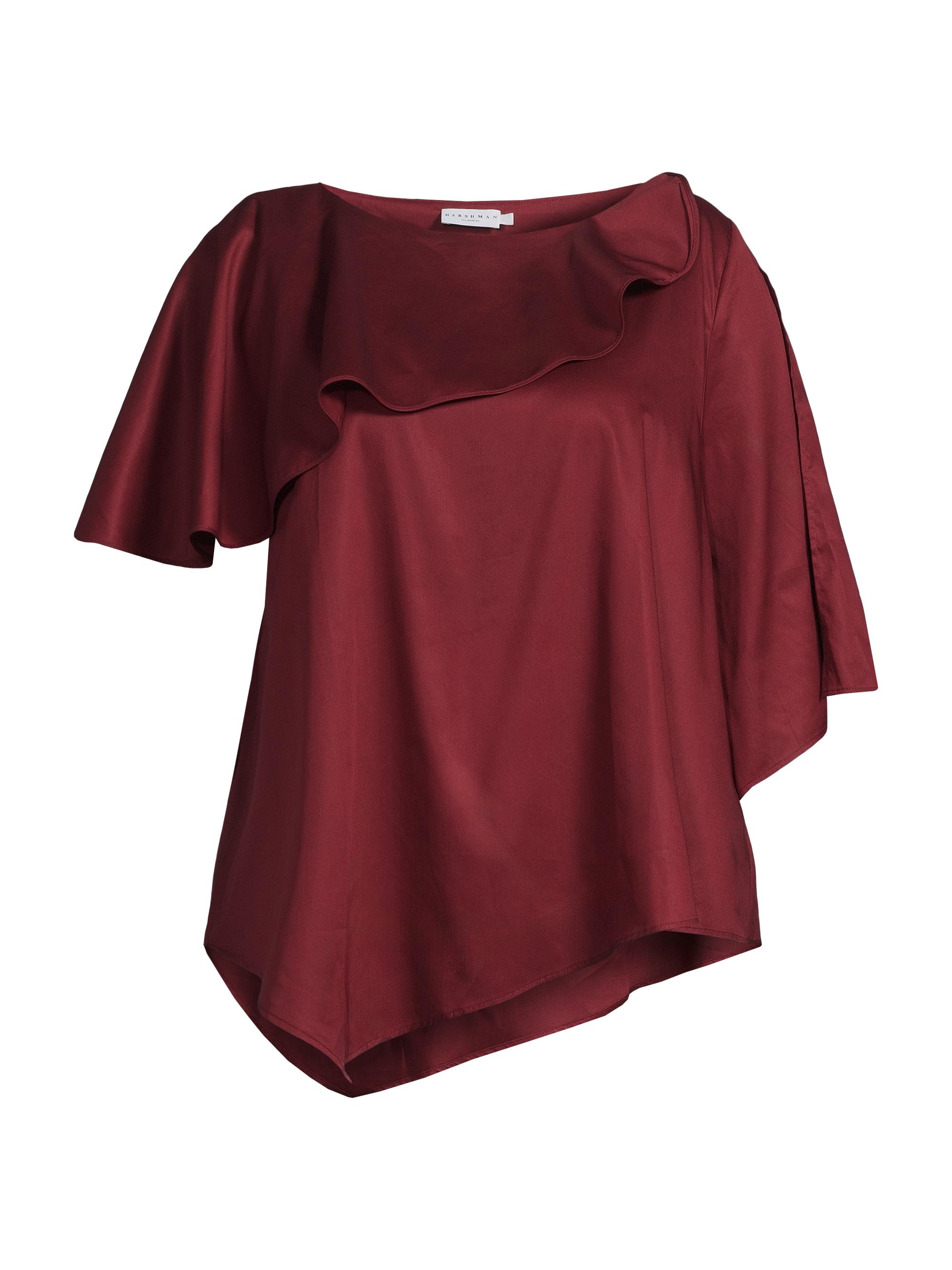 Harshman Women's Plus Tatyana Cotton Blouse - Burgundy
