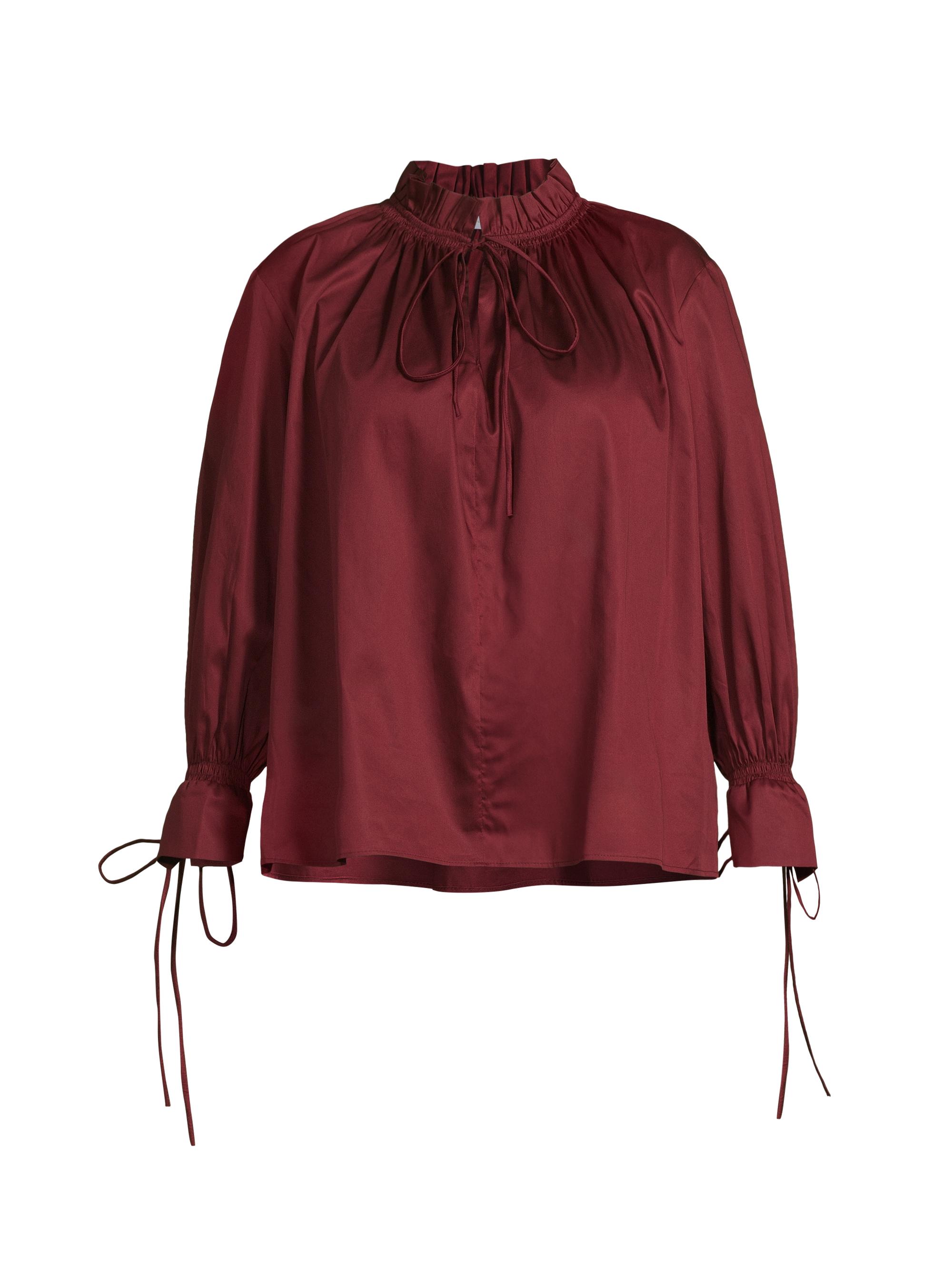 Harshman Women's Plus Audrey Cotton Blouse - Burgundy