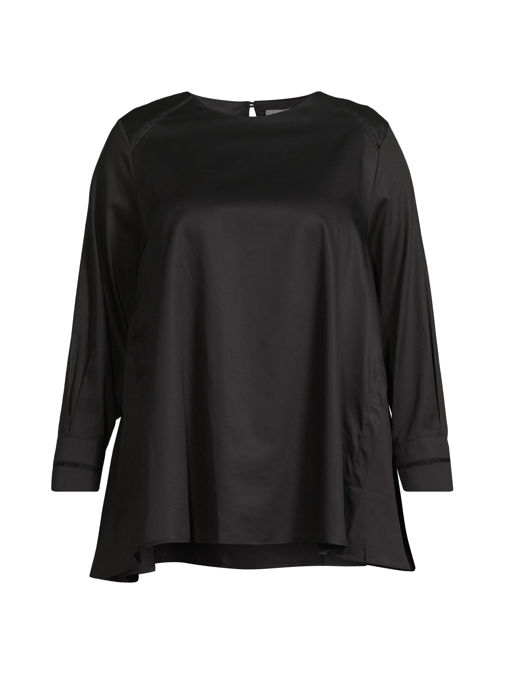 Harshman Women's Isolde Cotton Sateen Tunic Blouse - Black
