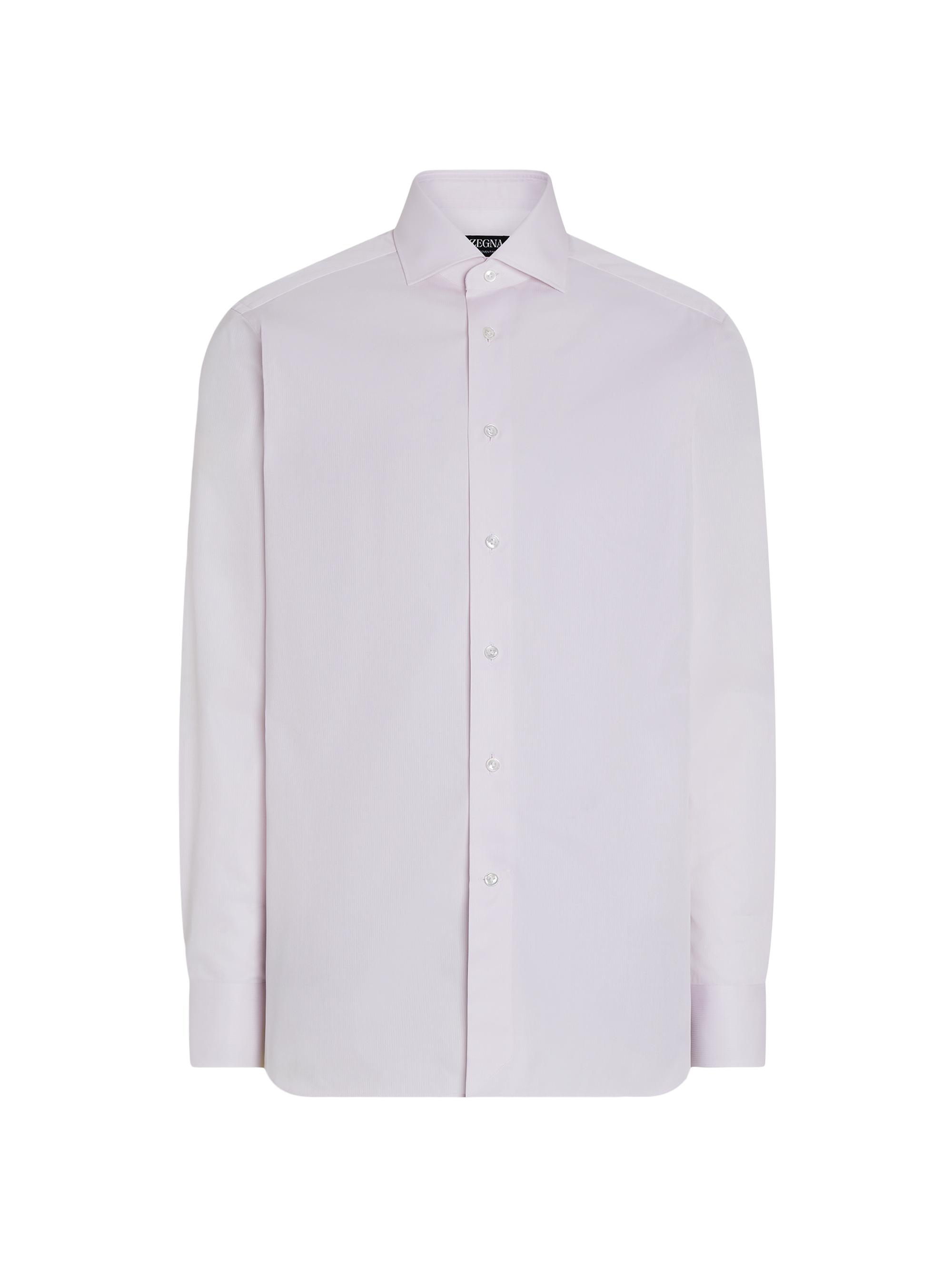 ZEGNA Men's Micro Striped Centoventimila Cotton Shirt - Light Pink